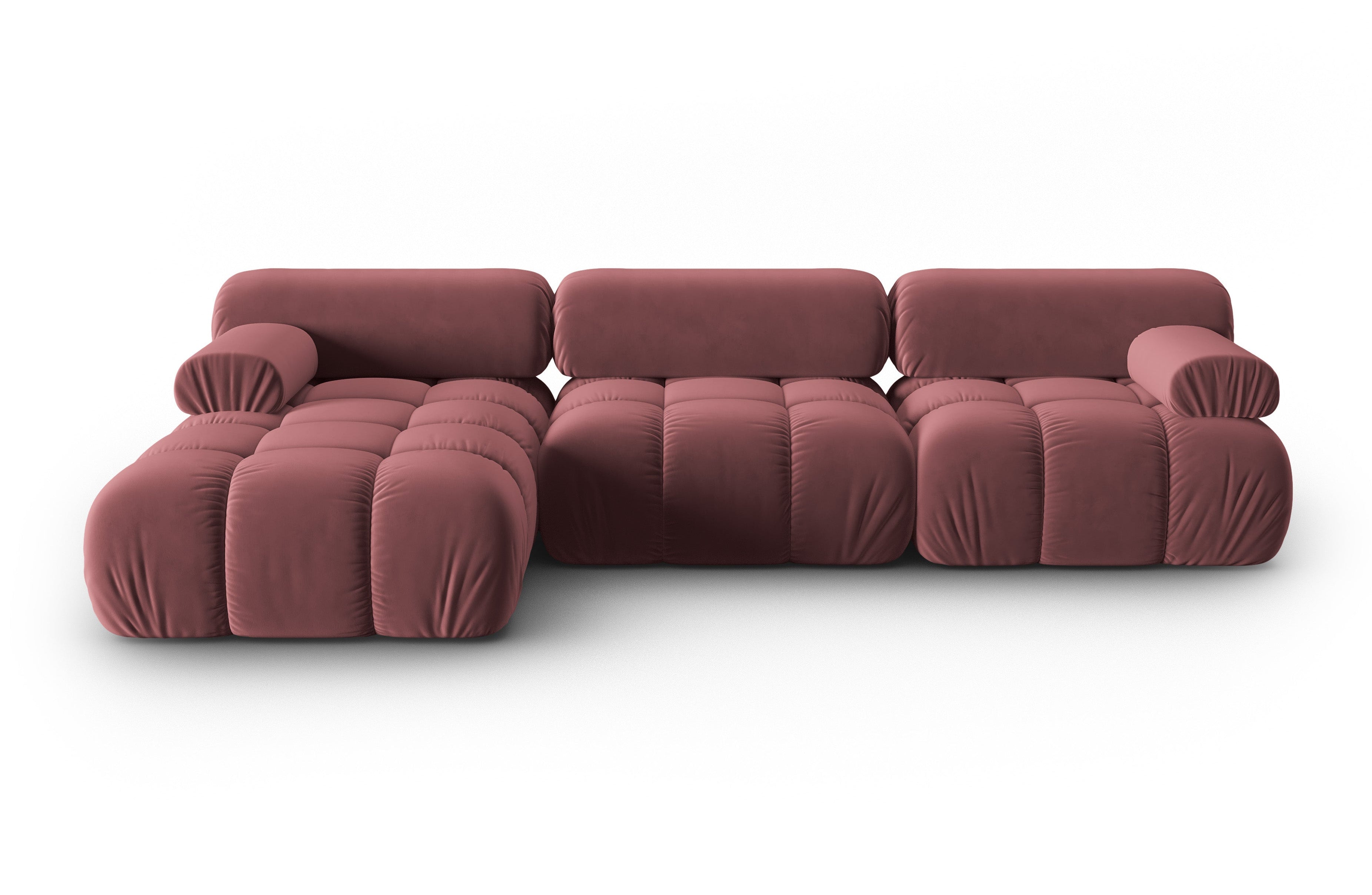 CORTINA Pink Velvet Left-Facing Sofa for 4 People