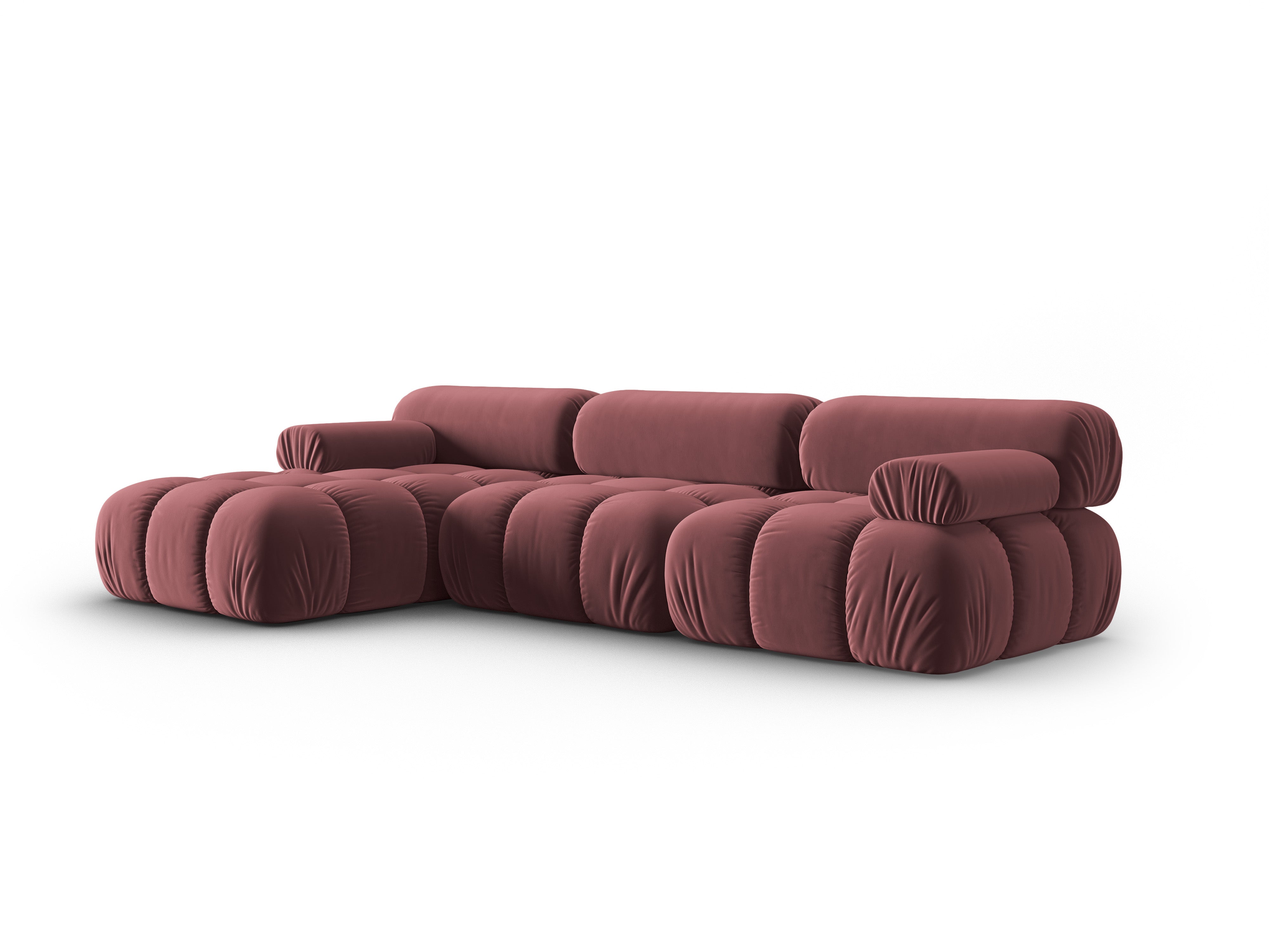 CORTINA Pink Velvet Left-Facing Sofa for 4 People