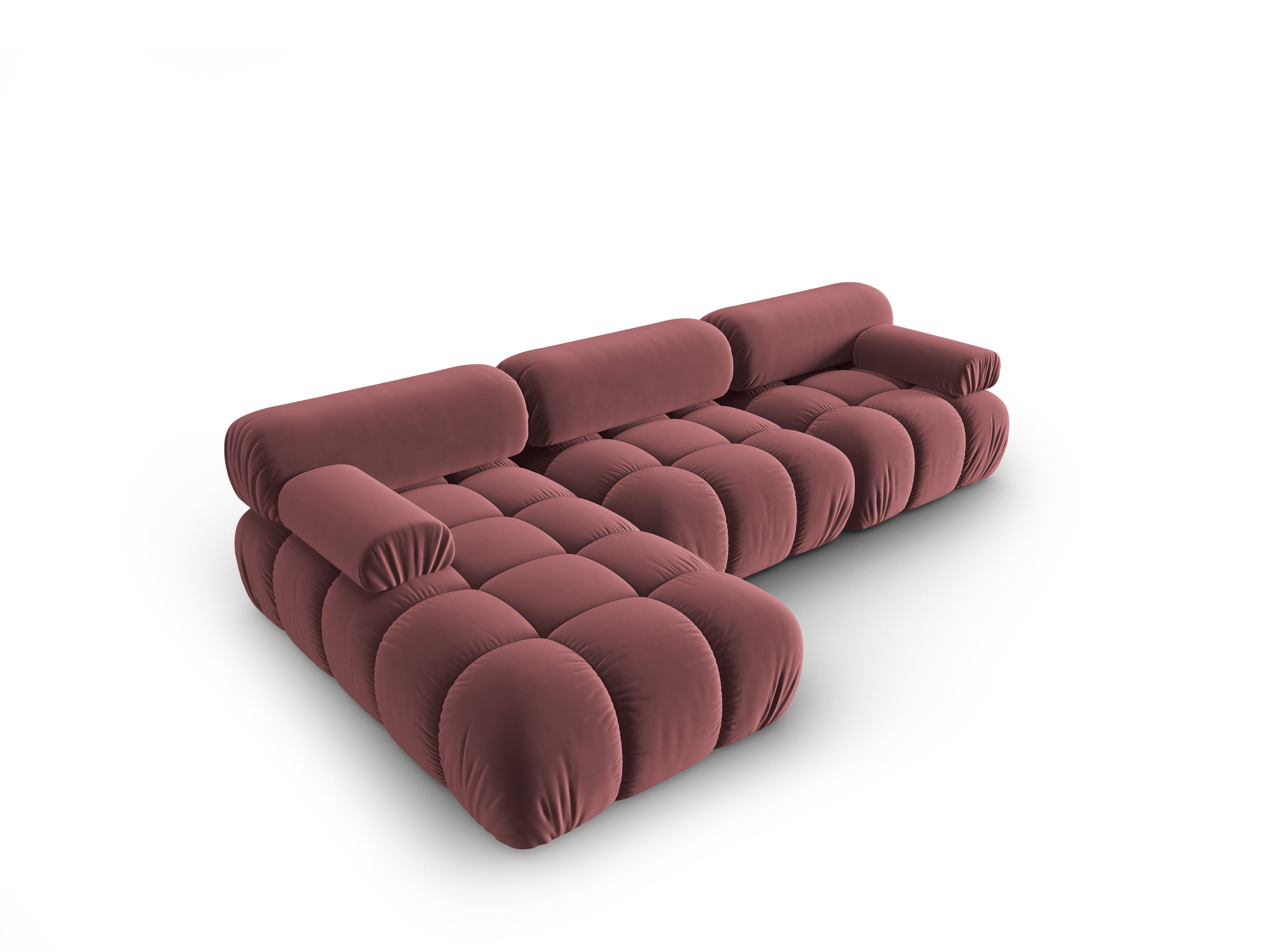 CORTINA Pink Velvet Left-Facing Sofa for 4 People