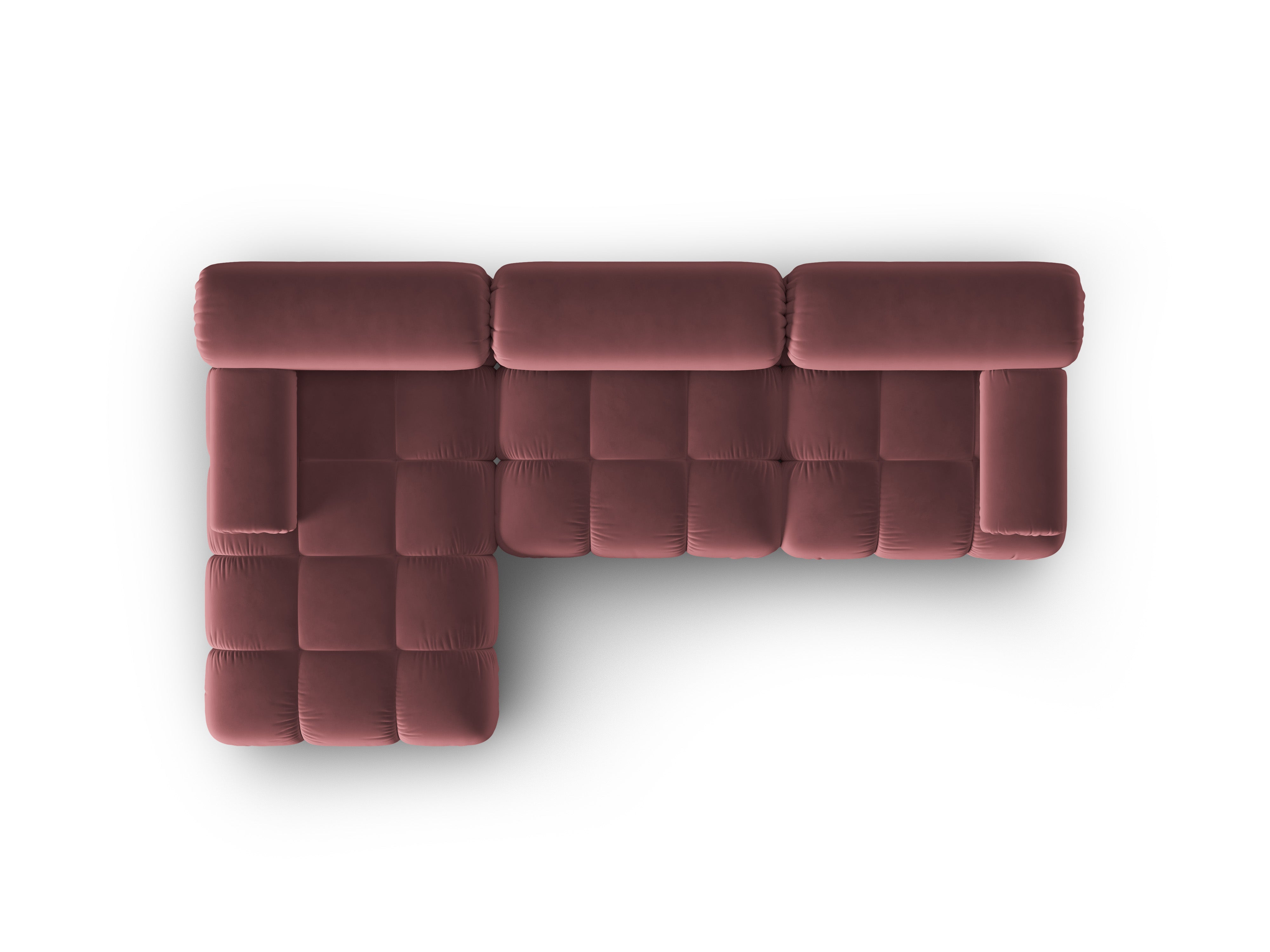 CORTINA Pink Velvet Left-Facing Sofa for 4 People