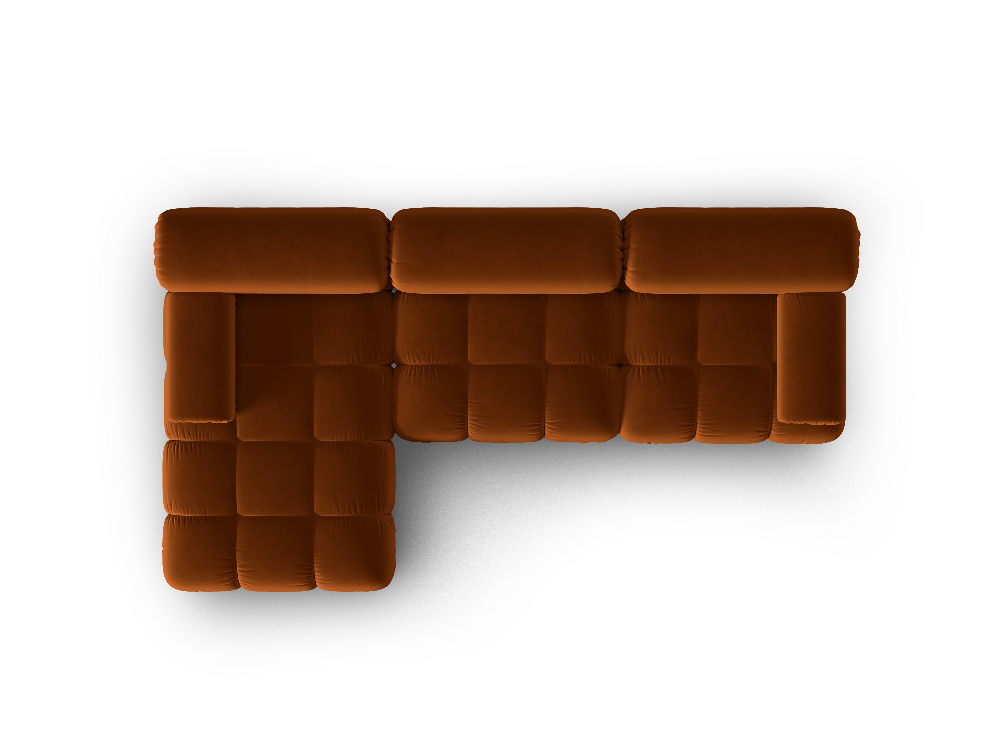 Velvet Corner Sofa for 4 People, Left Side, CORTINA, Brick Red