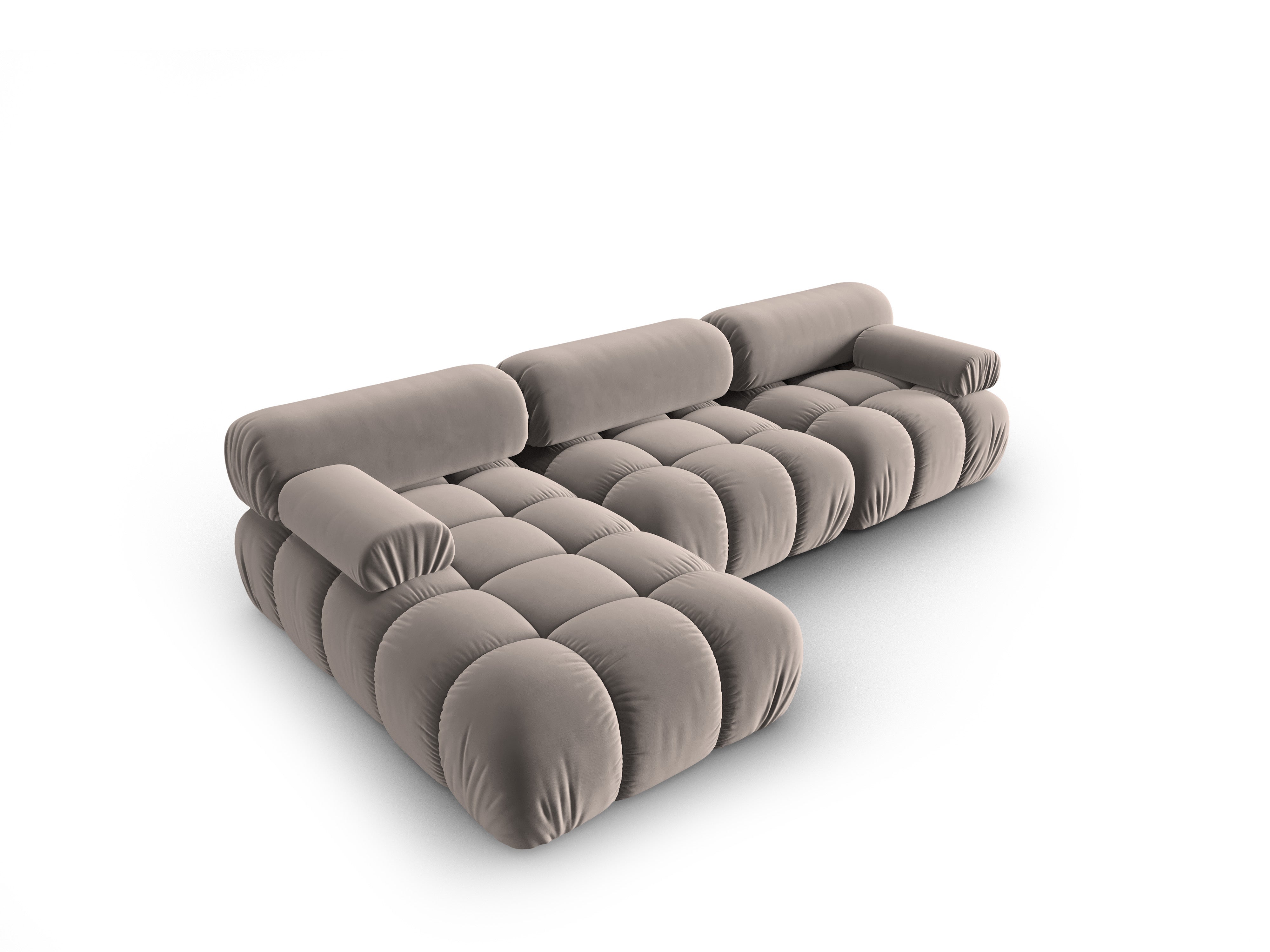 CORTINA Left-Facing Velvet Sofa for 4 People in Cappuccino
