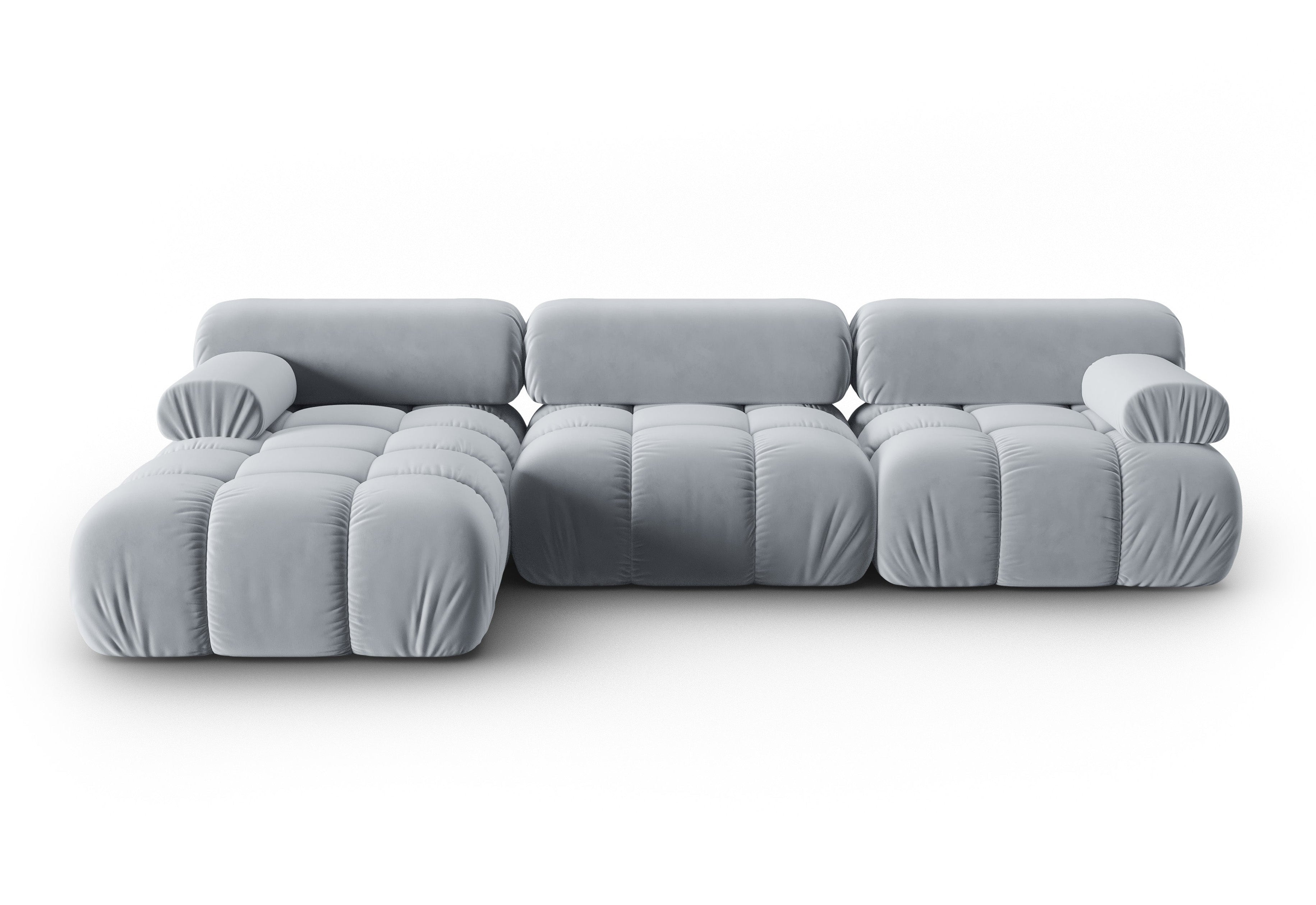 Samt-Ecksofa für 4 Personen links CORTINA himmelblau