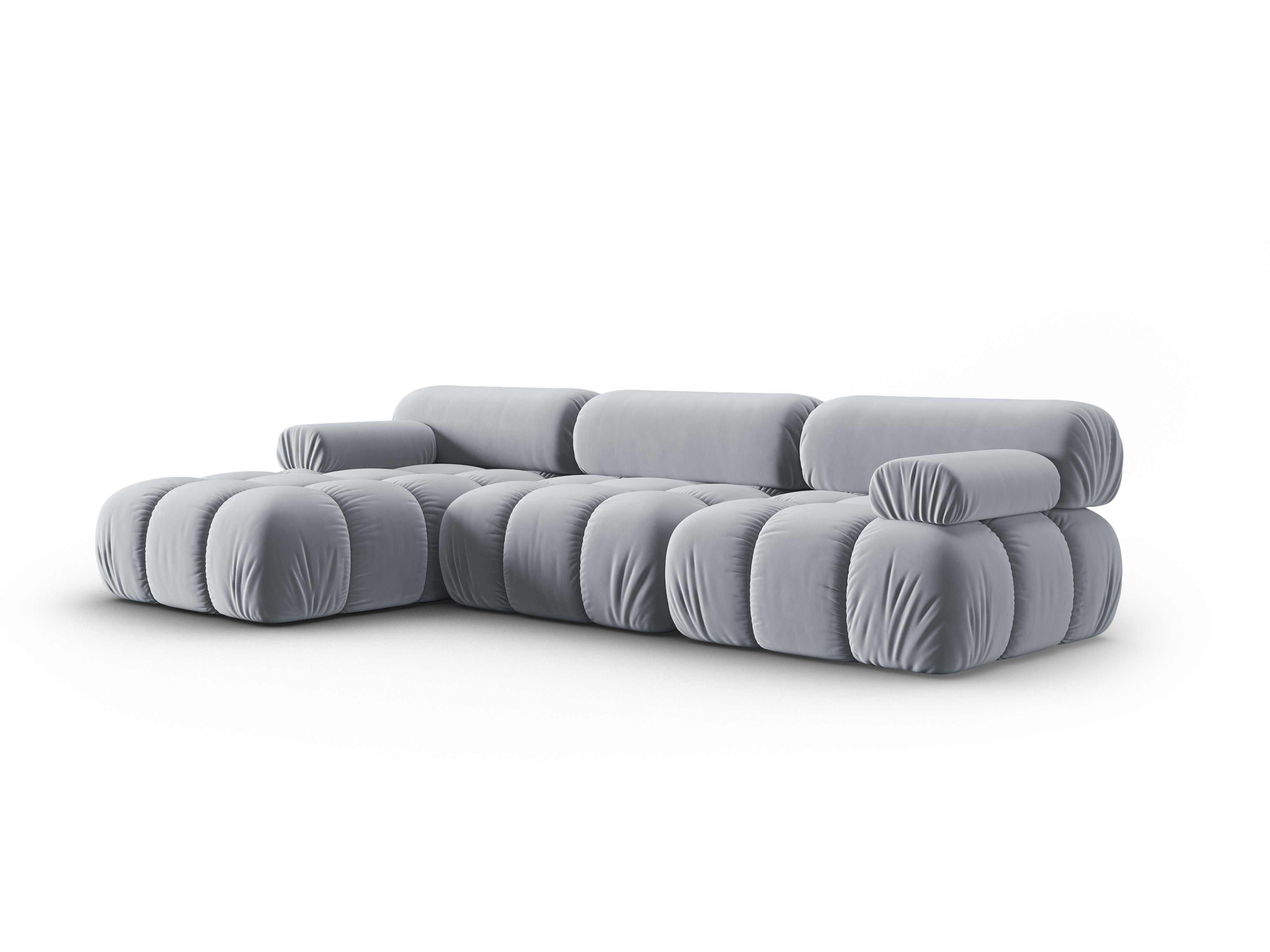Samt-Ecksofa für 4 Personen links CORTINA himmelblau