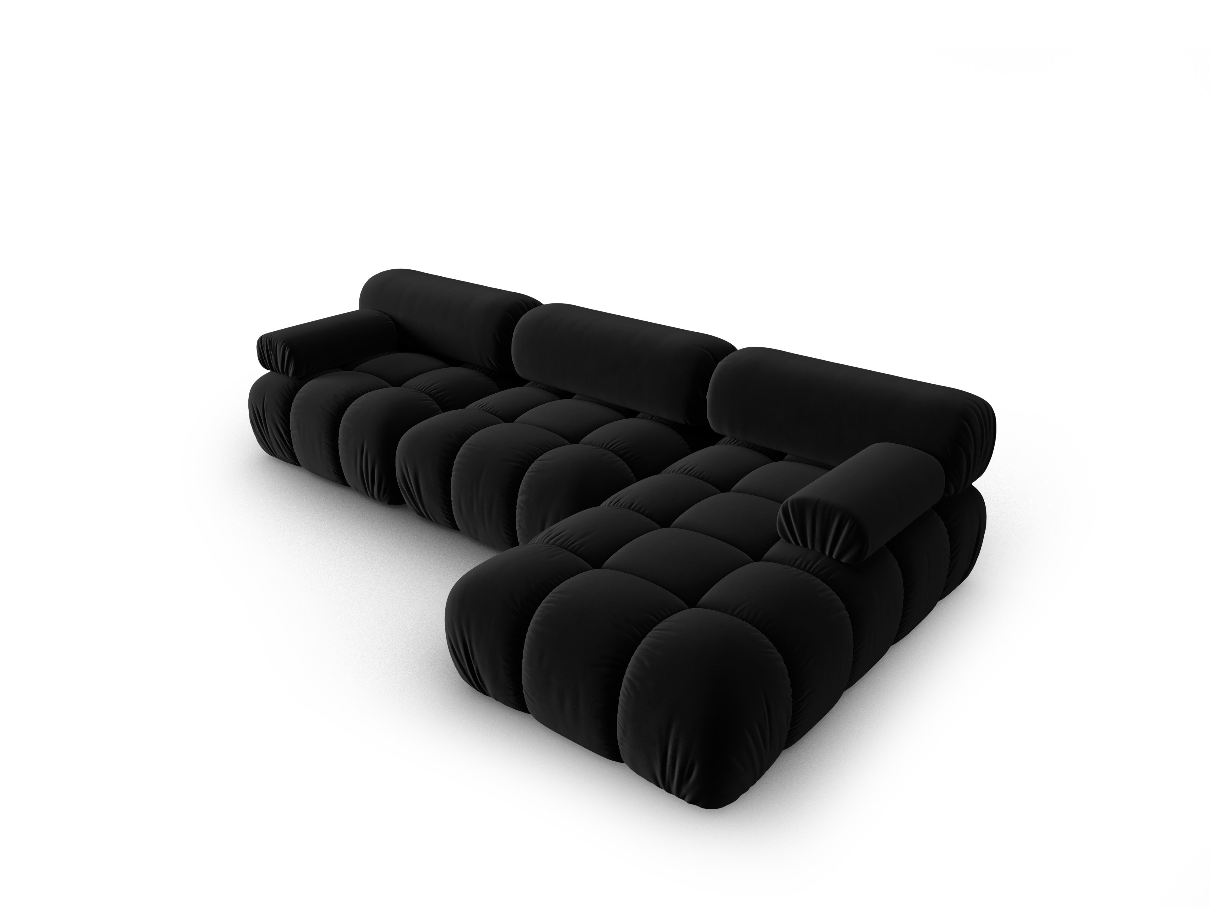 Samt-Ecksofa für 4 Personen rechts CORTINA schwarz