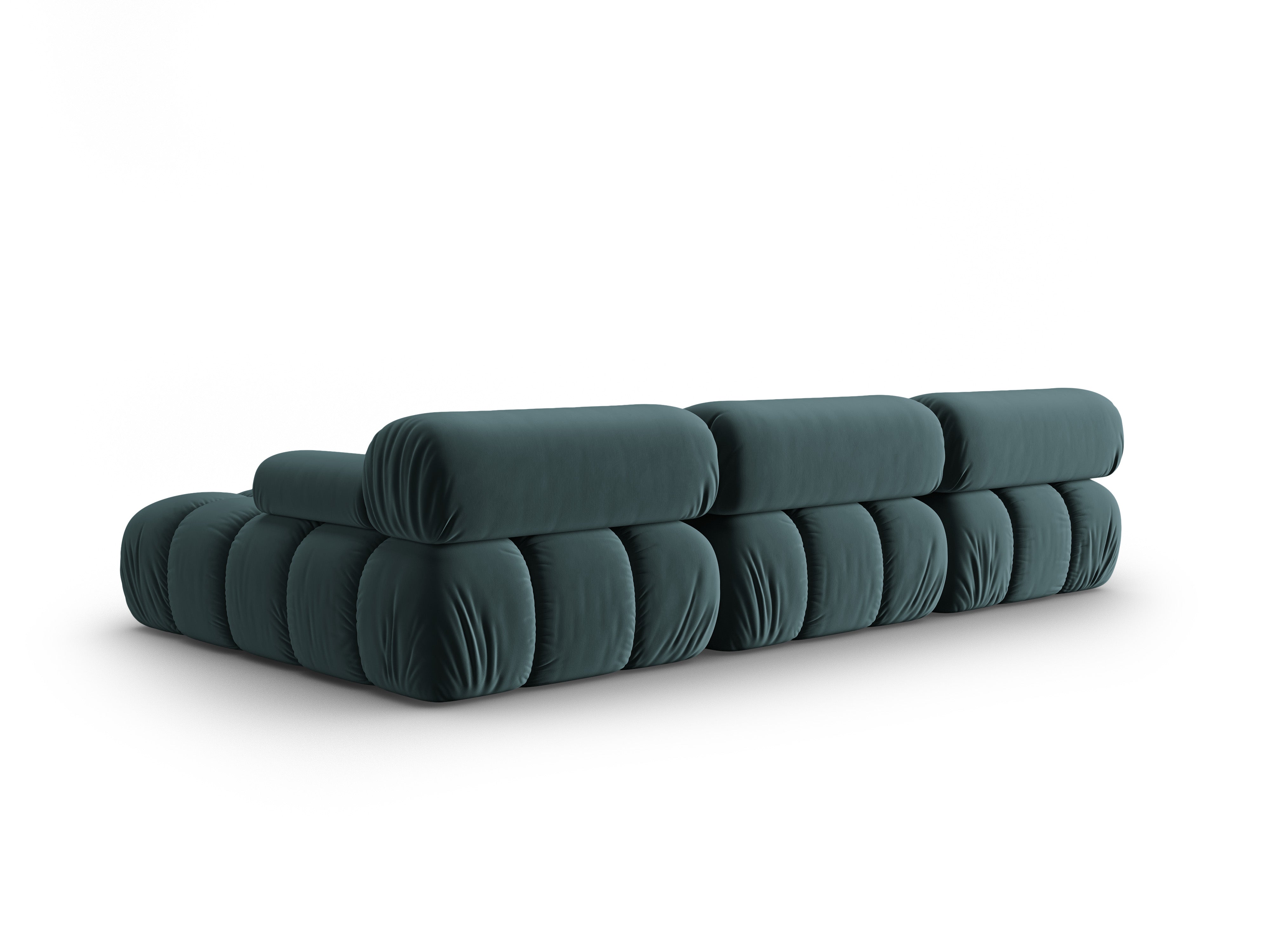 Turquoise Velvet Corner Sofa for 4 People, Right Side, CORTINA