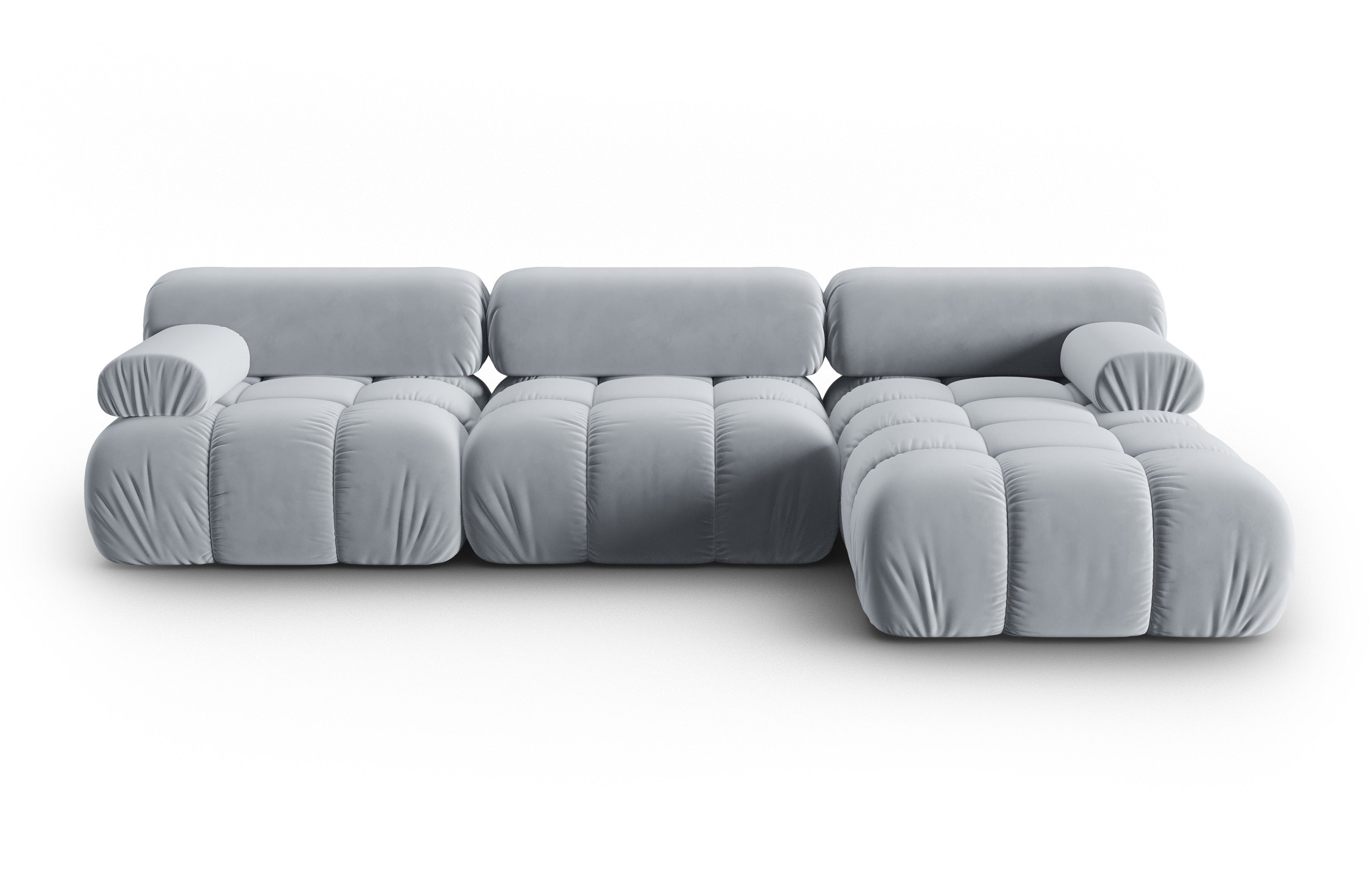 Velvet Corner Sofa for 4 People Right-Hand CORTINA Light Blue