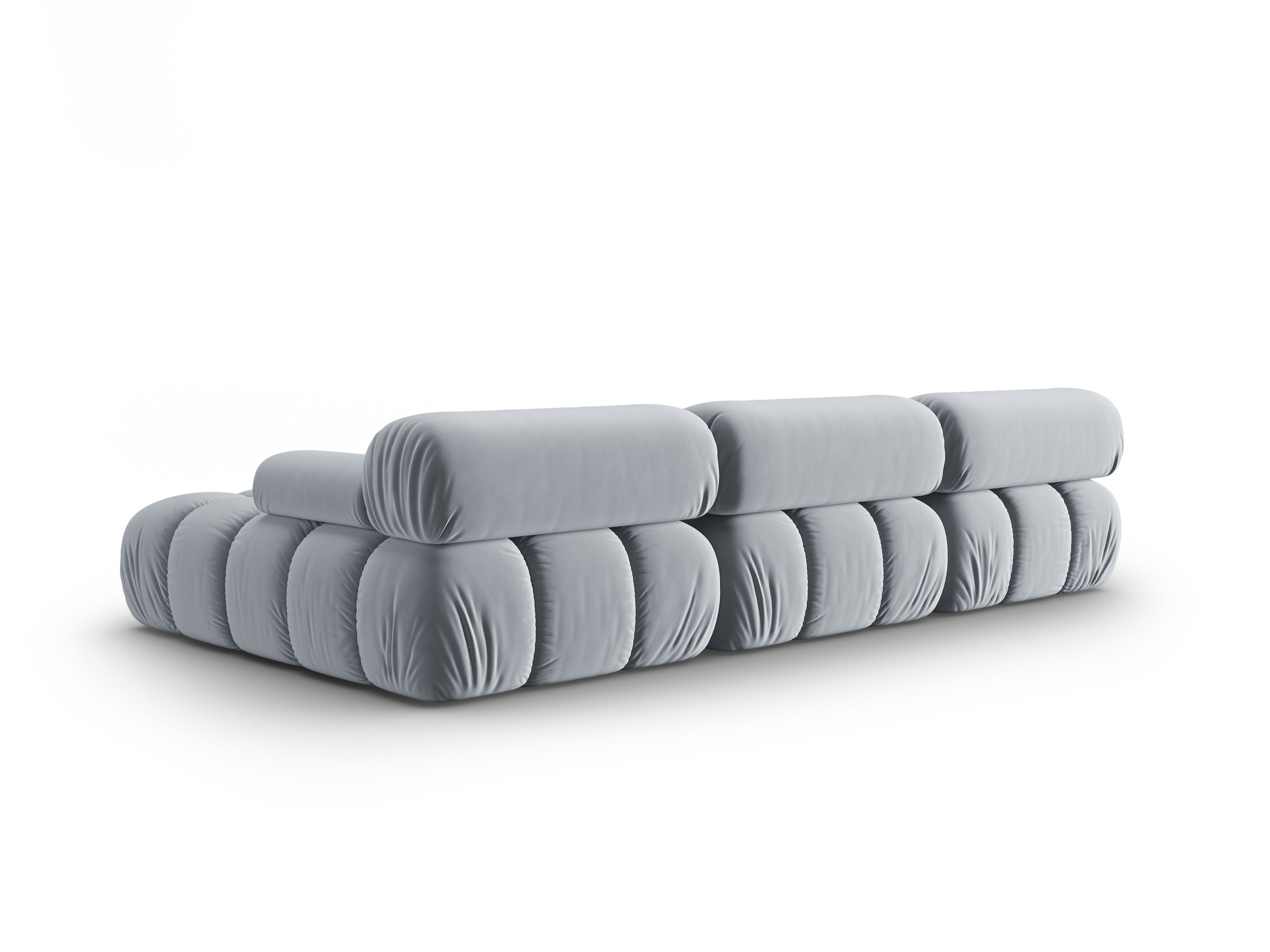Velvet Corner Sofa for 4 People Right-Hand CORTINA Light Blue