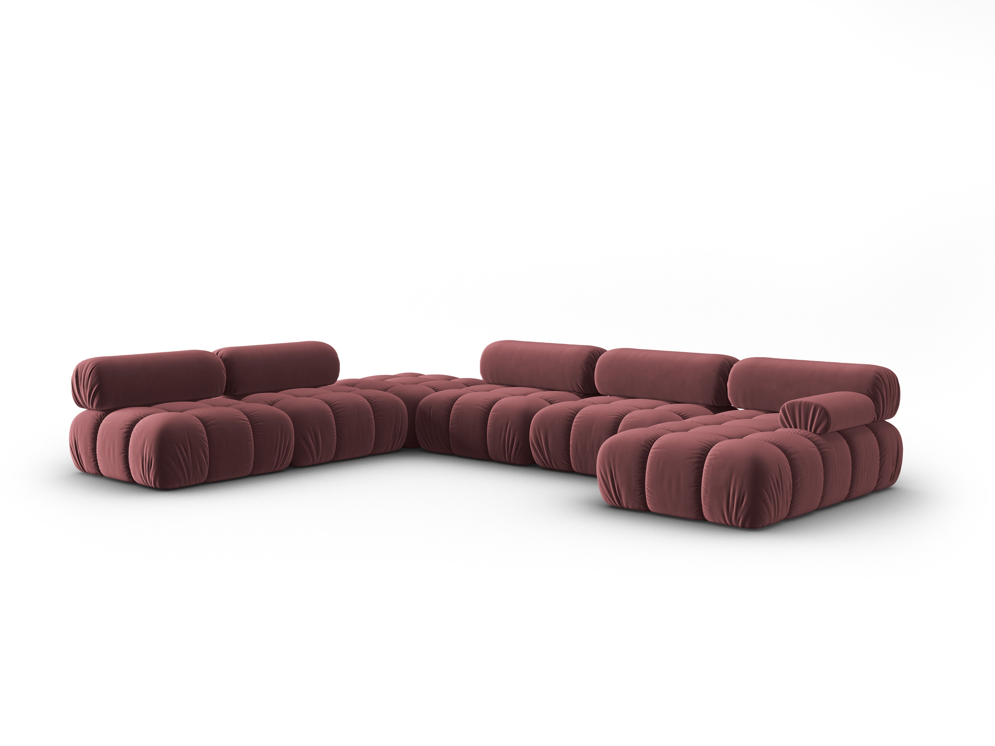 CORTINA Pink Left-Side Velvet Panoramic Corner Sofa