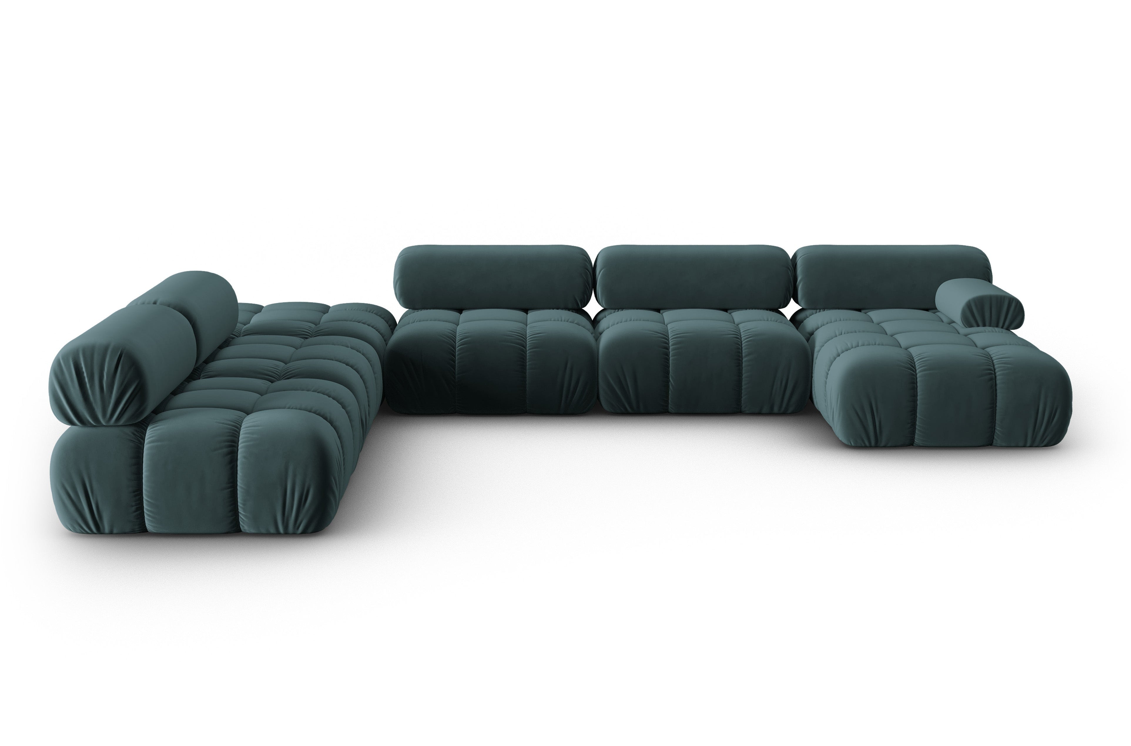 CORTINA Turquoise Left-Handed Velvet Panoramic Corner Sofa