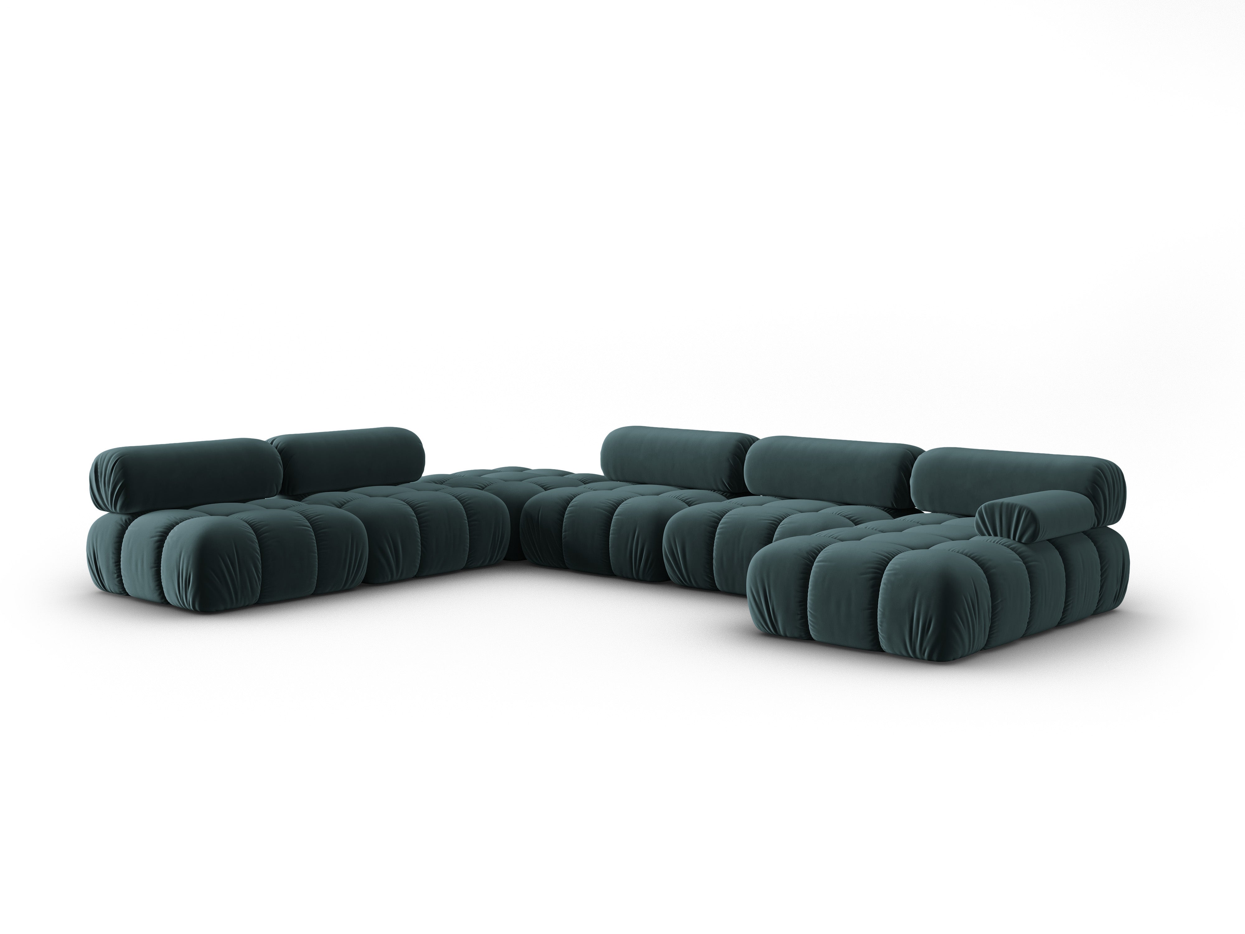 CORTINA Turquoise Left-Handed Velvet Panoramic Corner Sofa