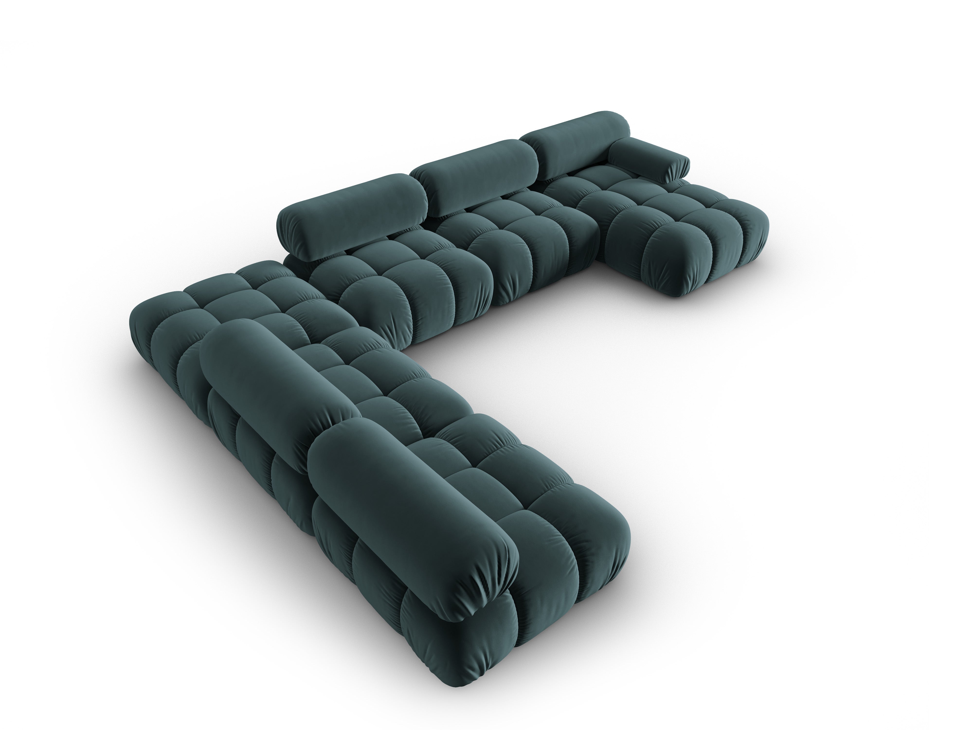 CORTINA Turquoise Left-Handed Velvet Panoramic Corner Sofa