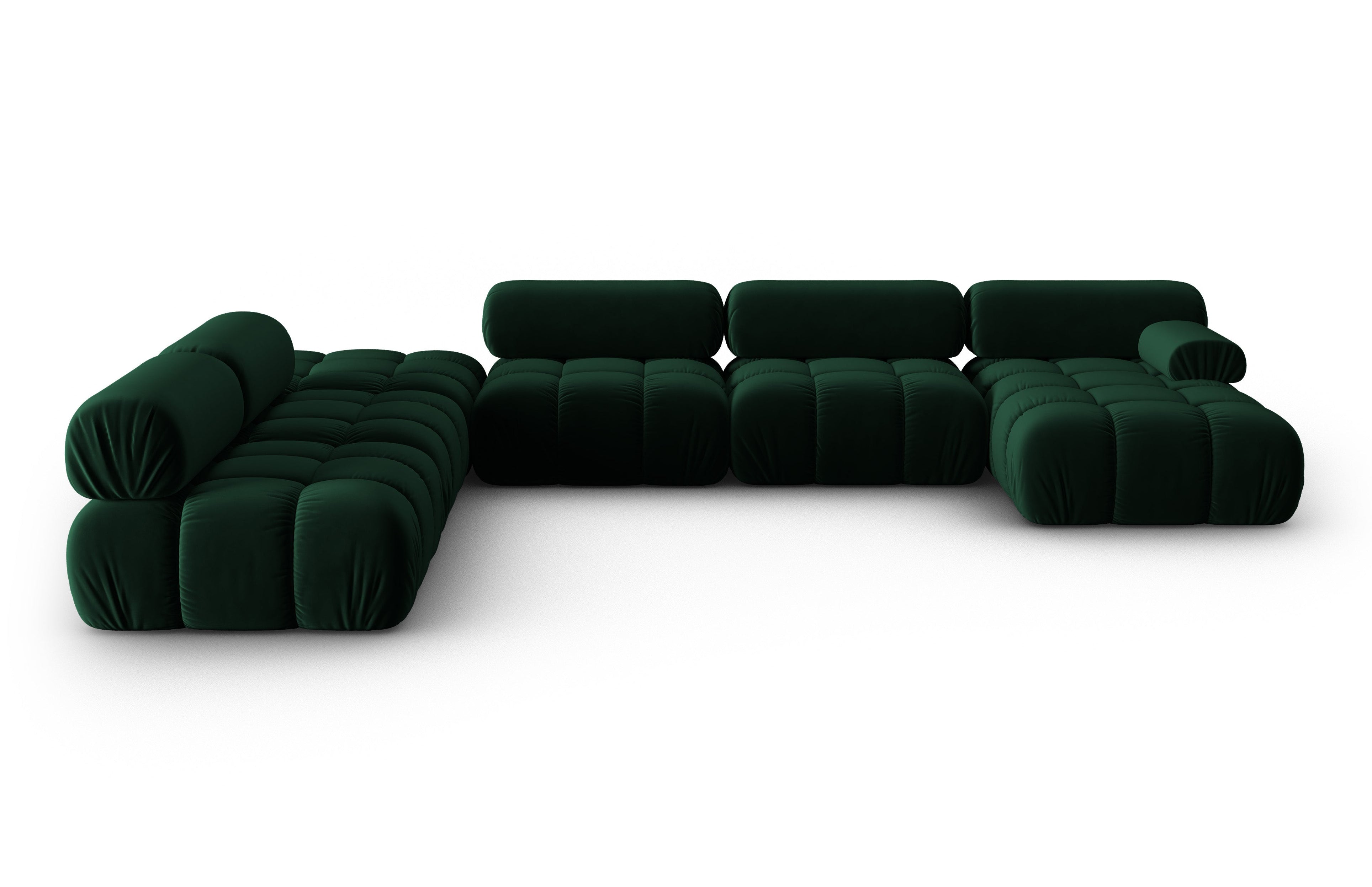 CORTINA Left-Arm Velvet Panoramic Corner Sofa in Bottle Green