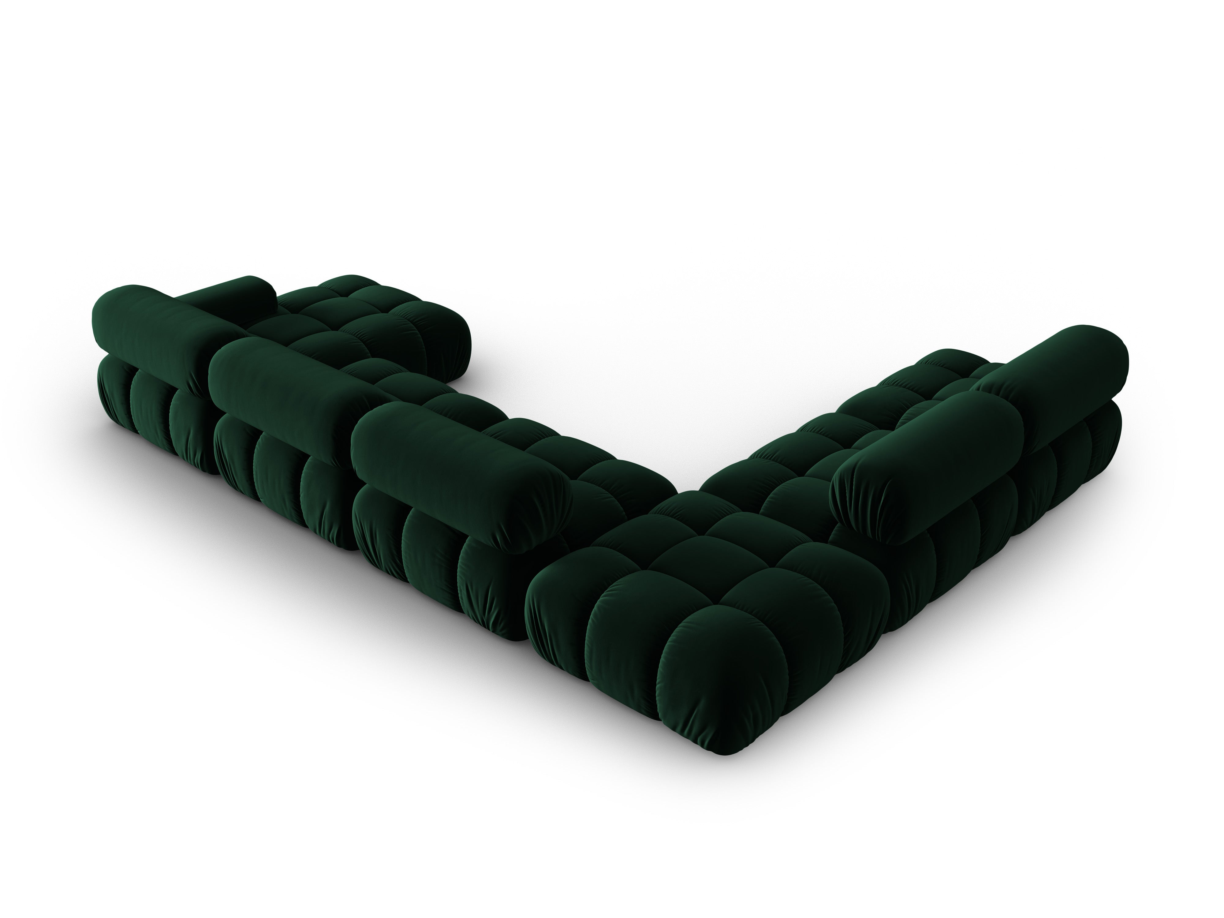 CORTINA Left-Arm Velvet Panoramic Corner Sofa in Bottle Green