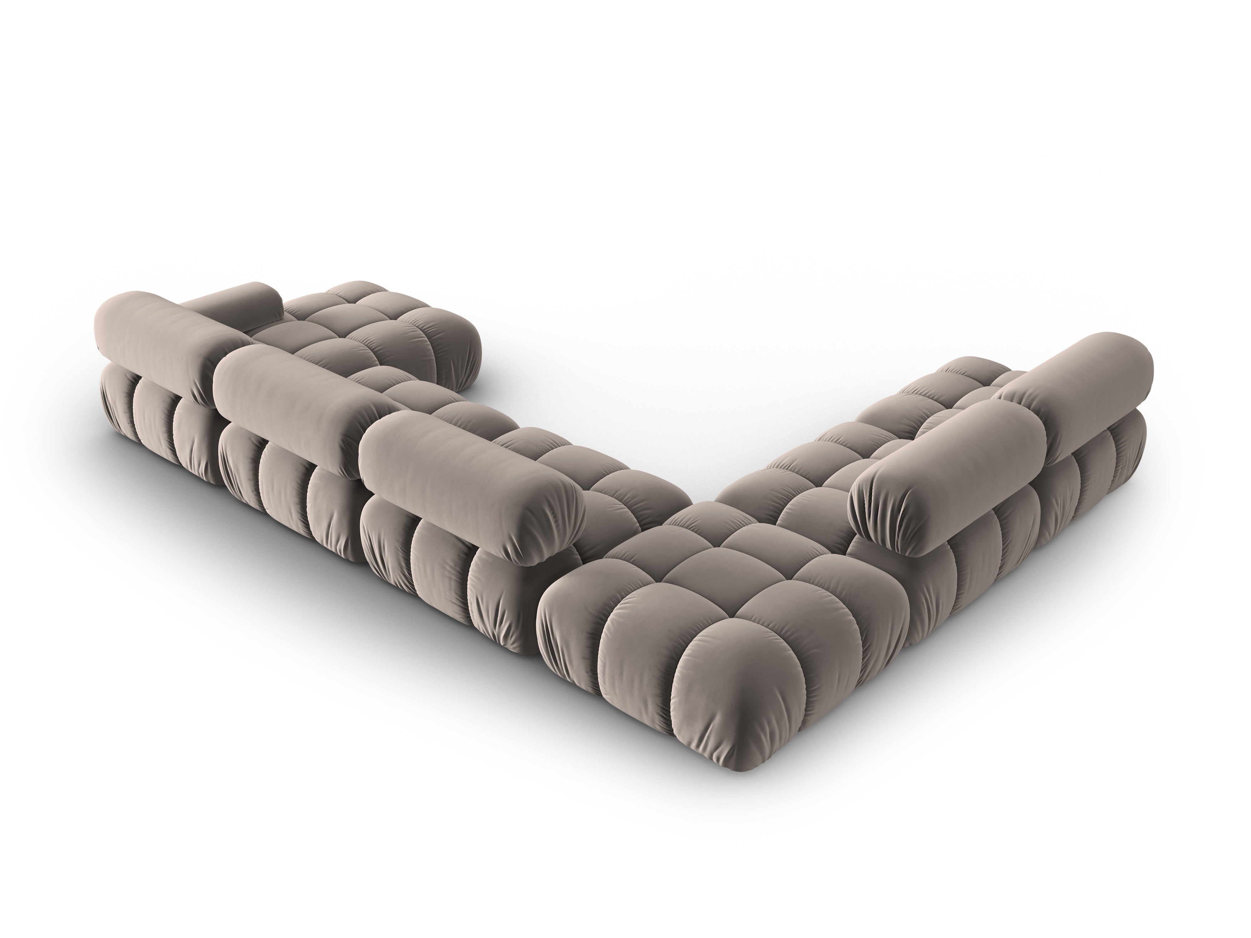 Panoramischer Samt-Ecksofa links CORTINA cappuccino