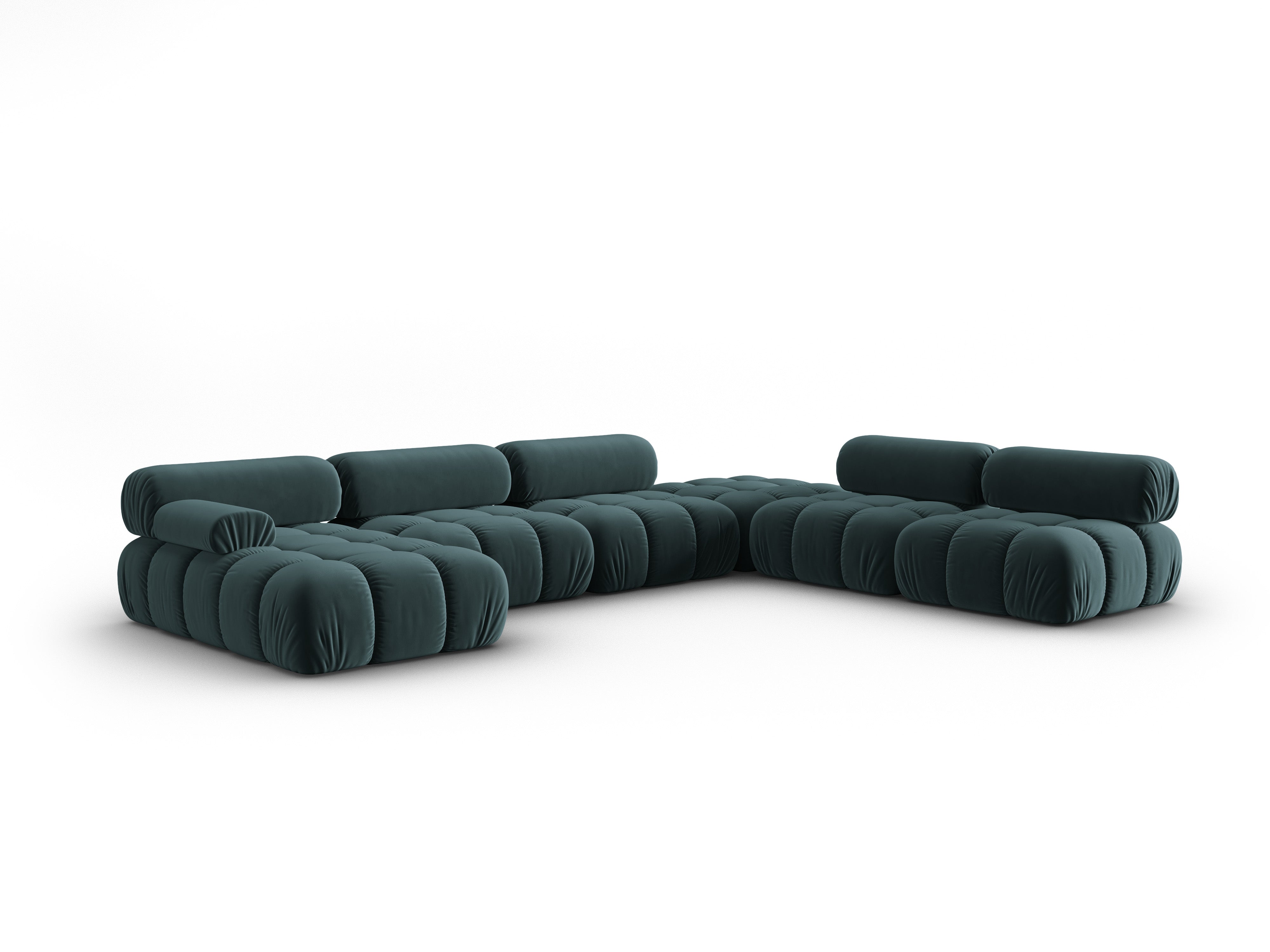 CORTINA Turquoise Right-Hand Velvet Panoramic Corner Sofa