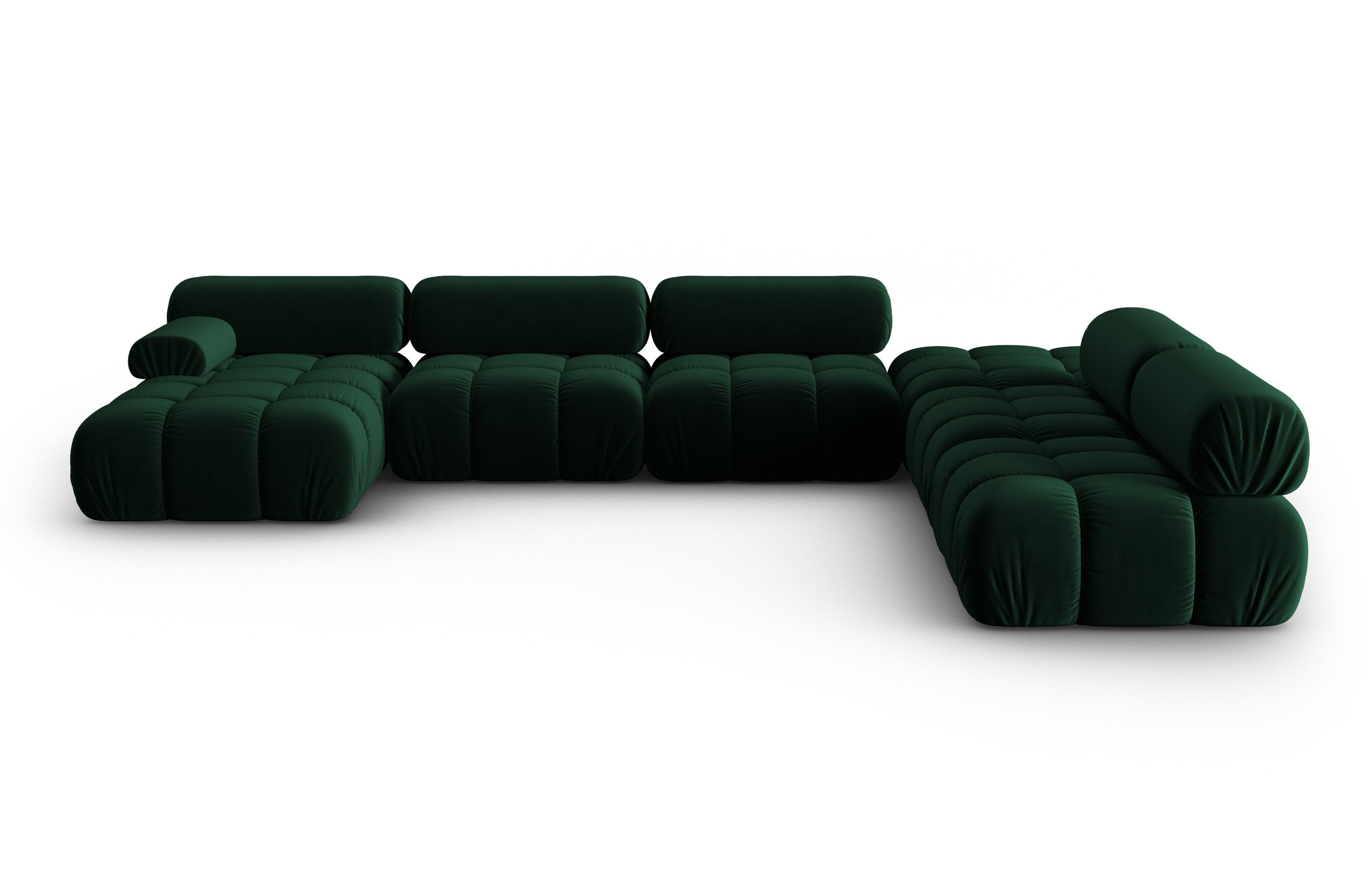 CORTINA Right-Hand Velvet Panoramic Corner Sofa in Bottle Green