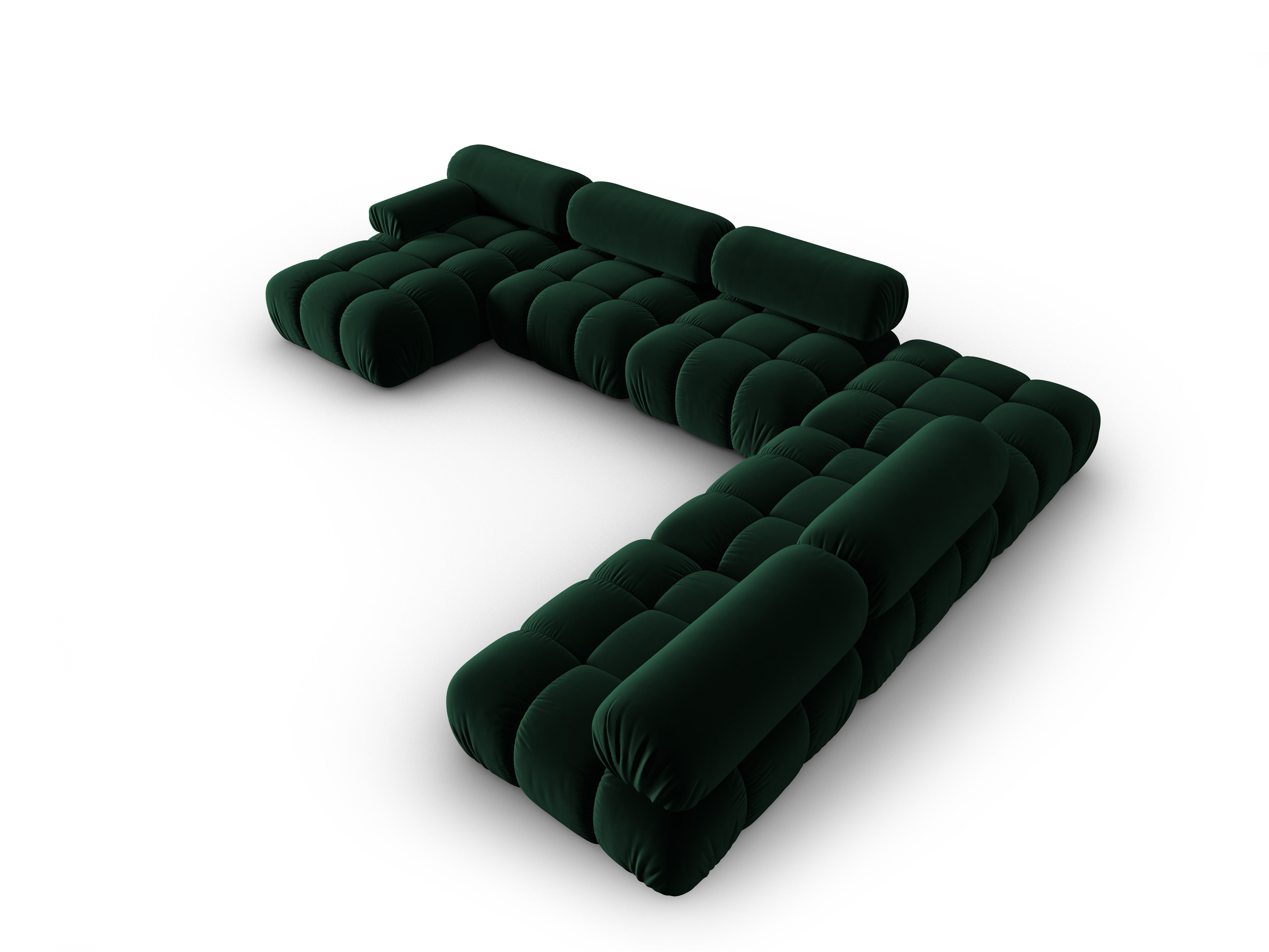 CORTINA Right-Hand Velvet Panoramic Corner Sofa in Bottle Green