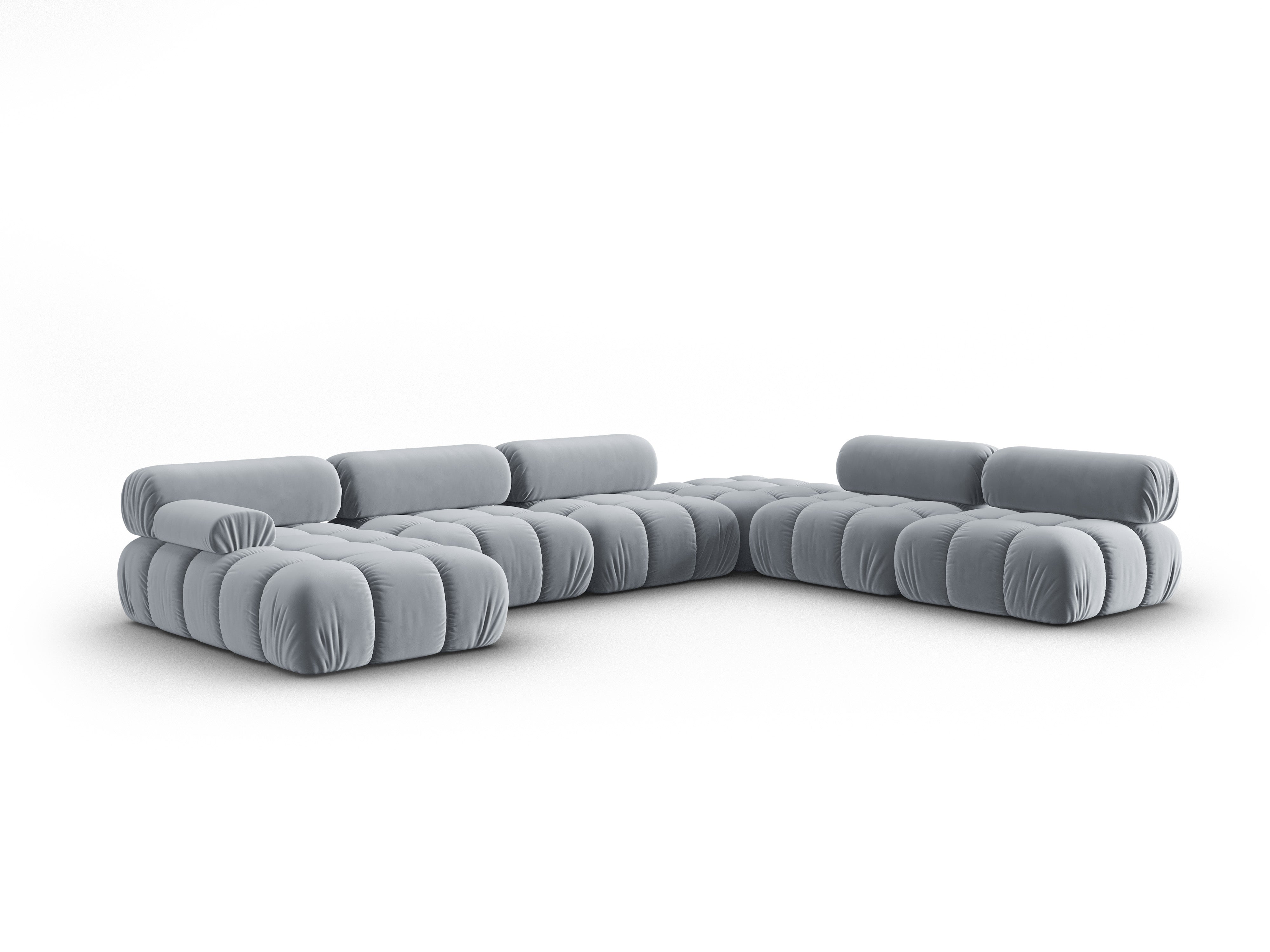 CORTINA Blue Right-Hand Velvet Panoramic Corner Sofa