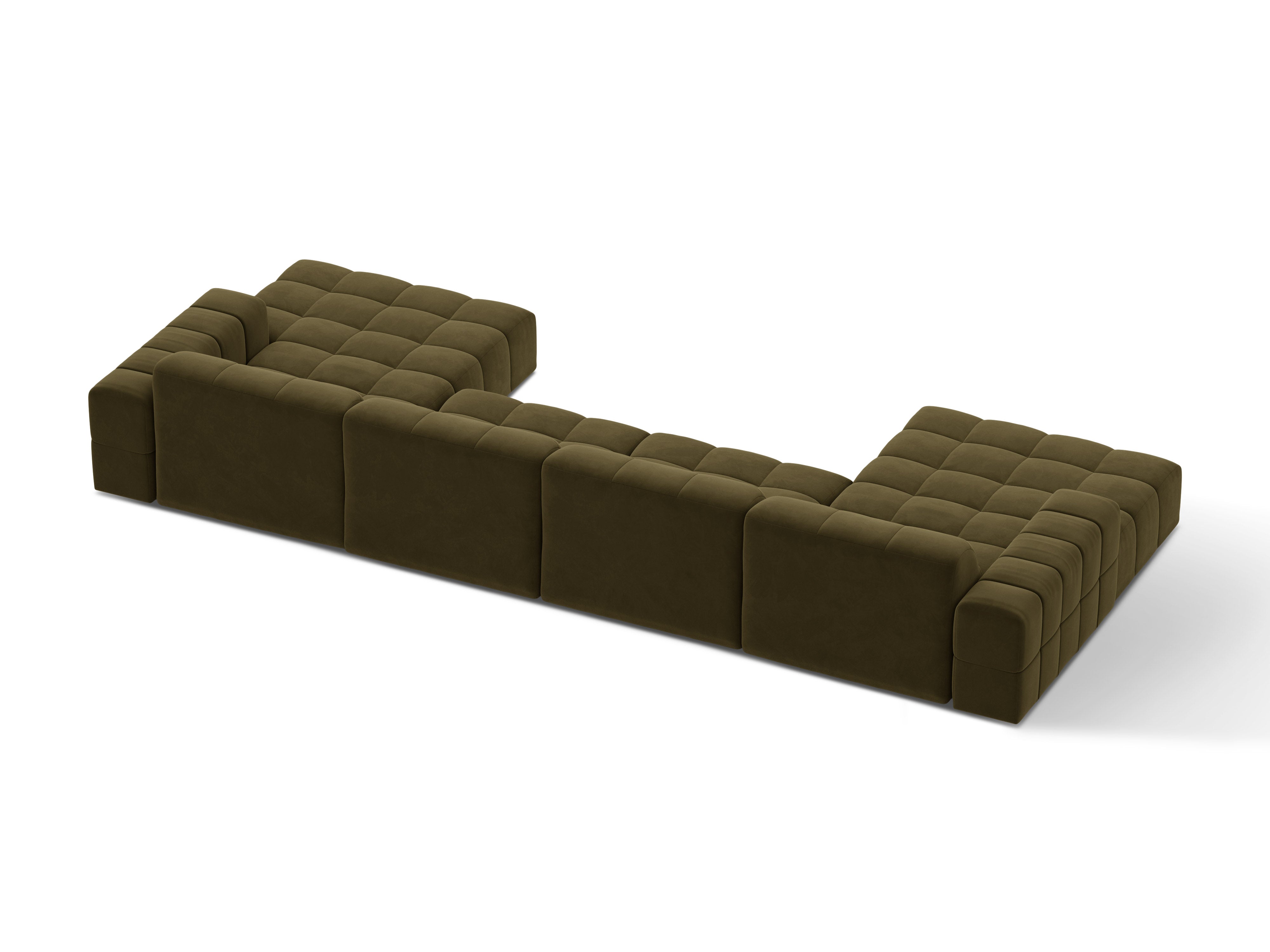 Sofa panoramiczna aksamitna 6-osobowa CHICAGO oliwkowy