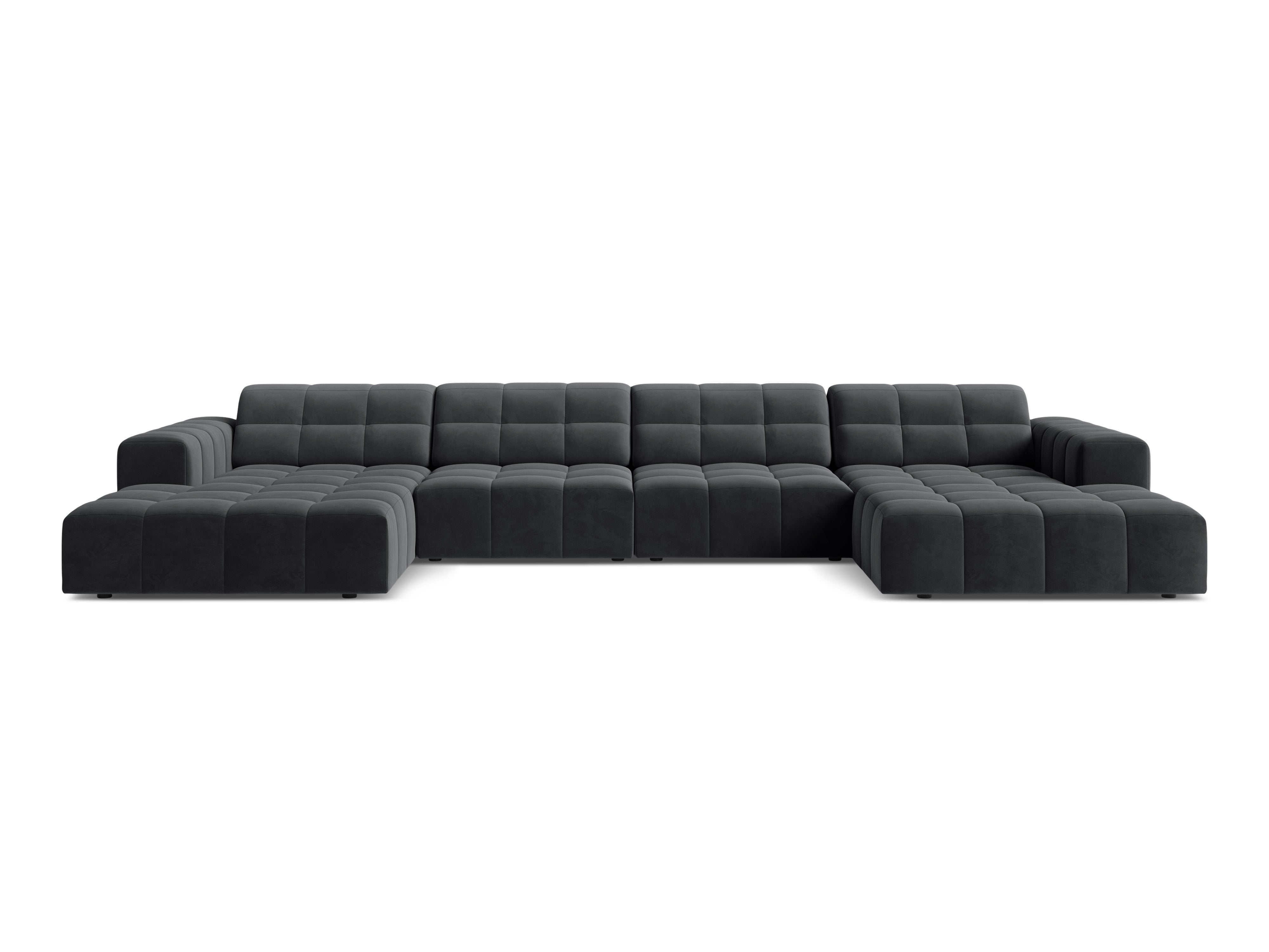Sofa panoramiczna aksamitna 6-osobowa CHICAGO ciemnoszary