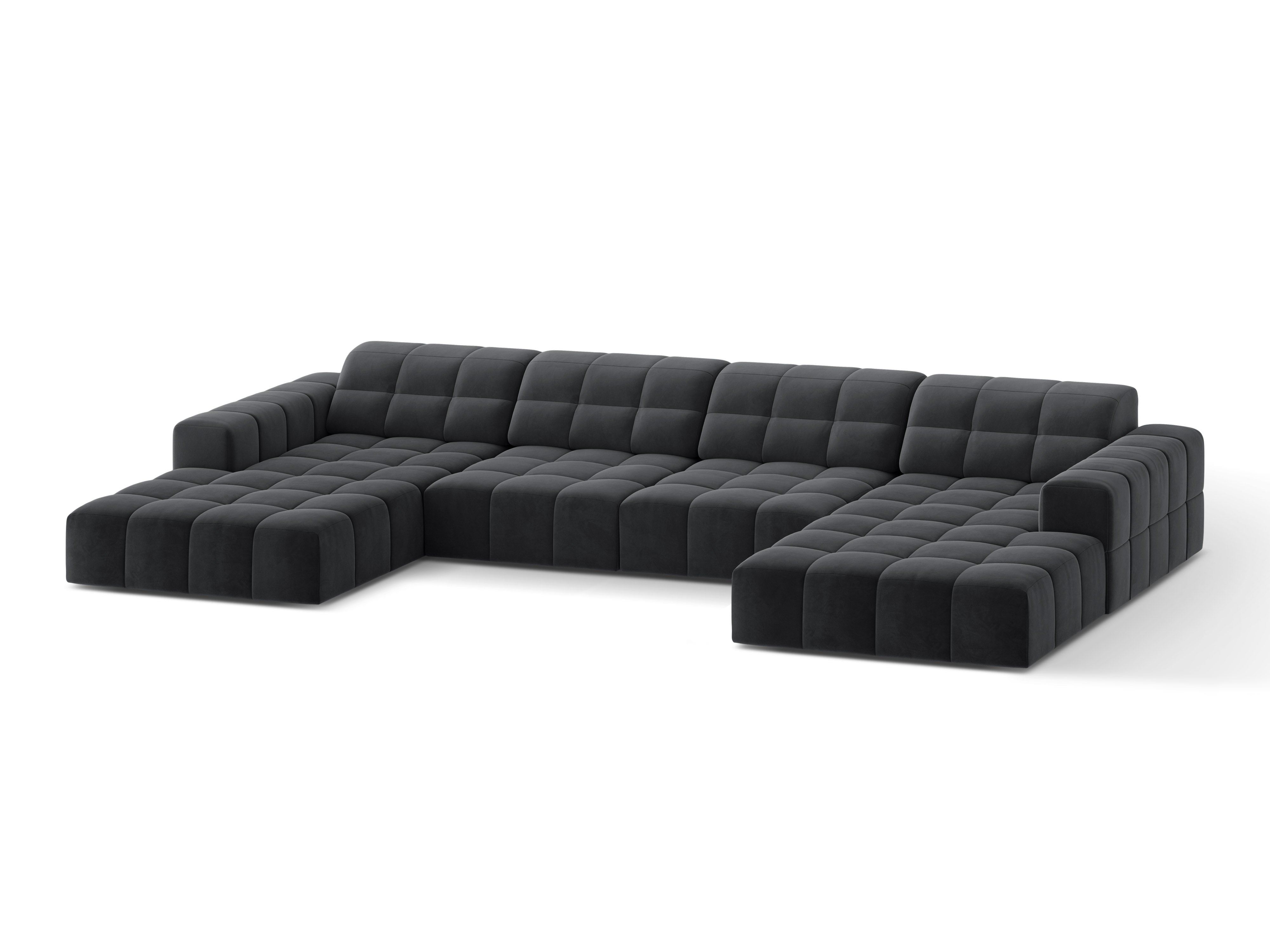 Sofa panoramiczna aksamitna 6-osobowa CHICAGO ciemnoszary