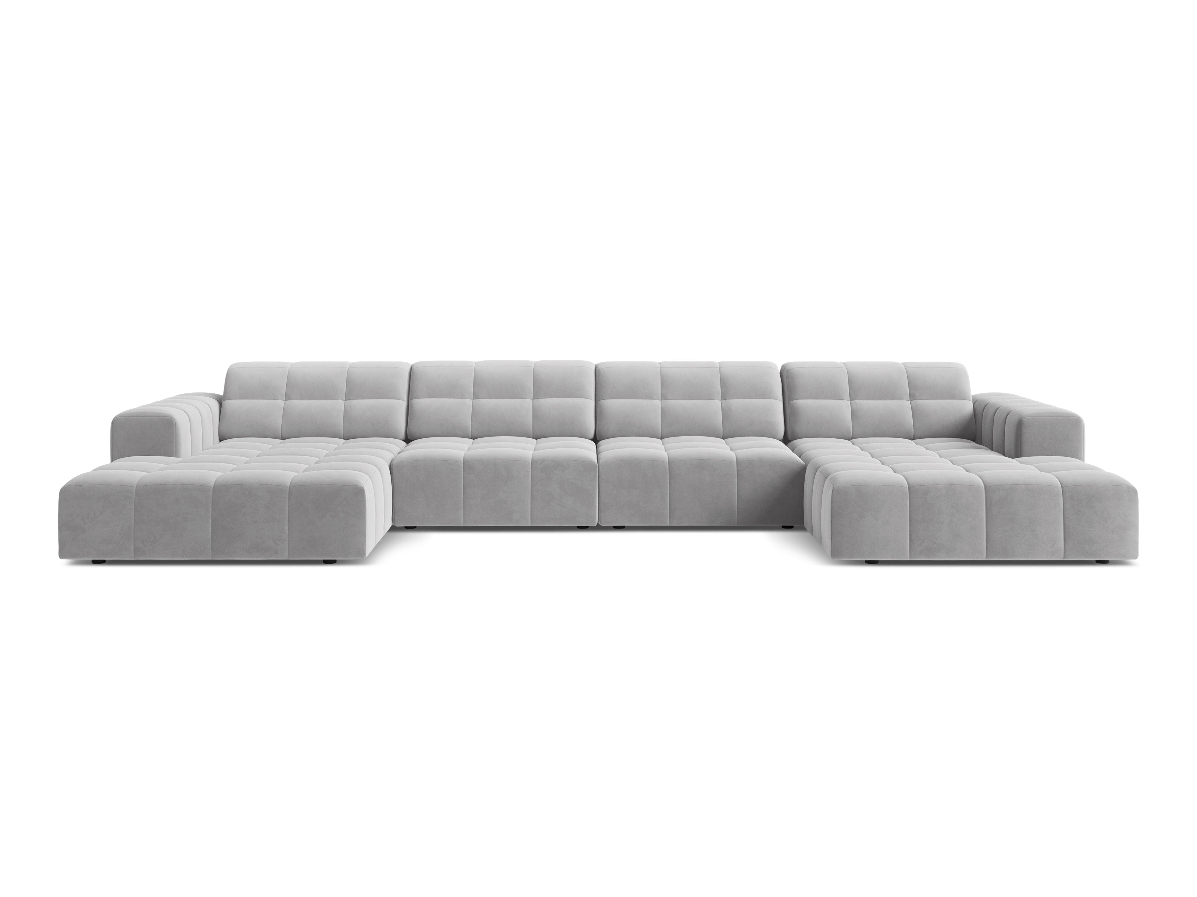 Sofa panoramiczna aksamitna 6-osobowa CHICAGO jasnoszary