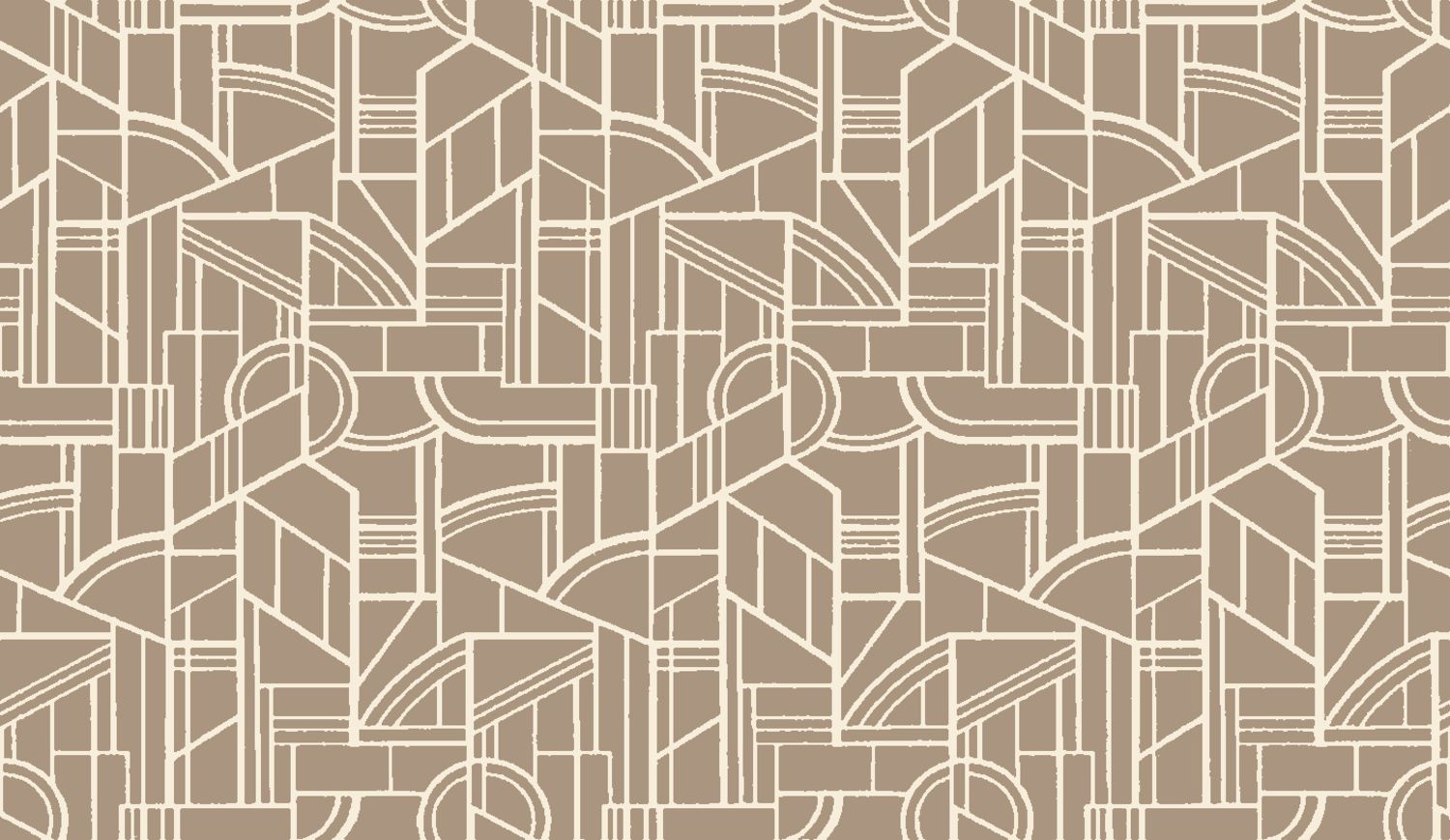 Tapeta tekstylna metaliczna z motywem geometrycznym art deco REIMS - TAUPE taupe z beżowym