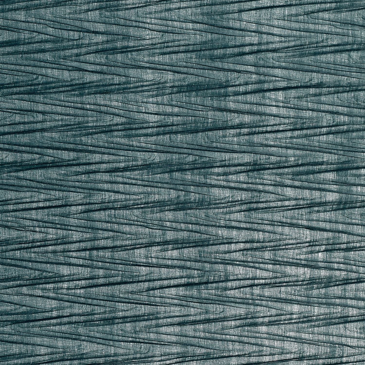 Textured textile wallpaper with a metallic geometric pattern THÉIA in turquoise