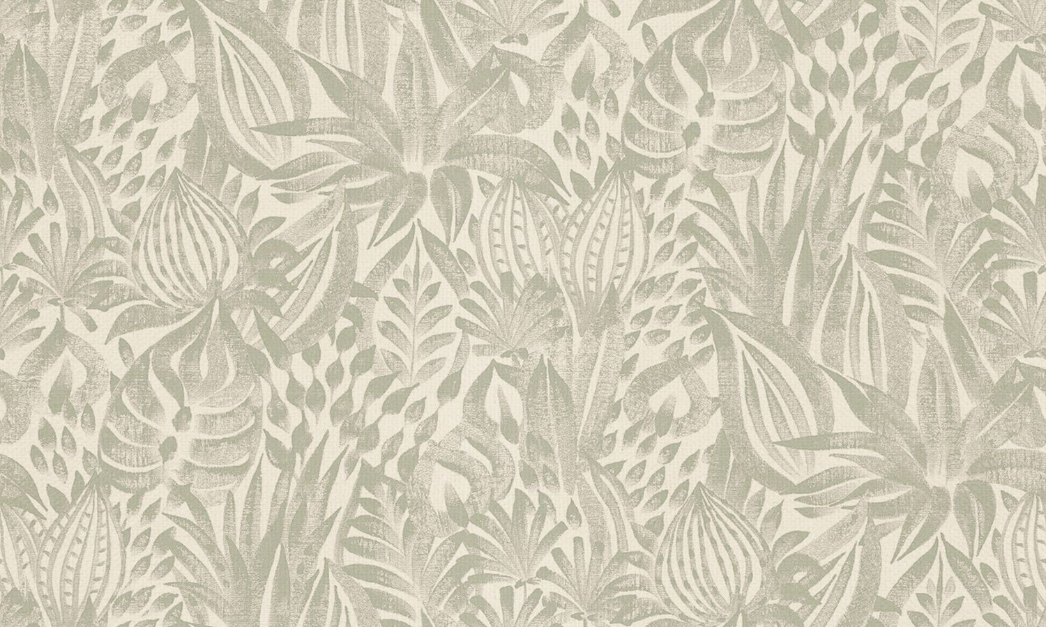 Textile wallpaper with a plant pattern FOLIAGE - CÉLADON mint green