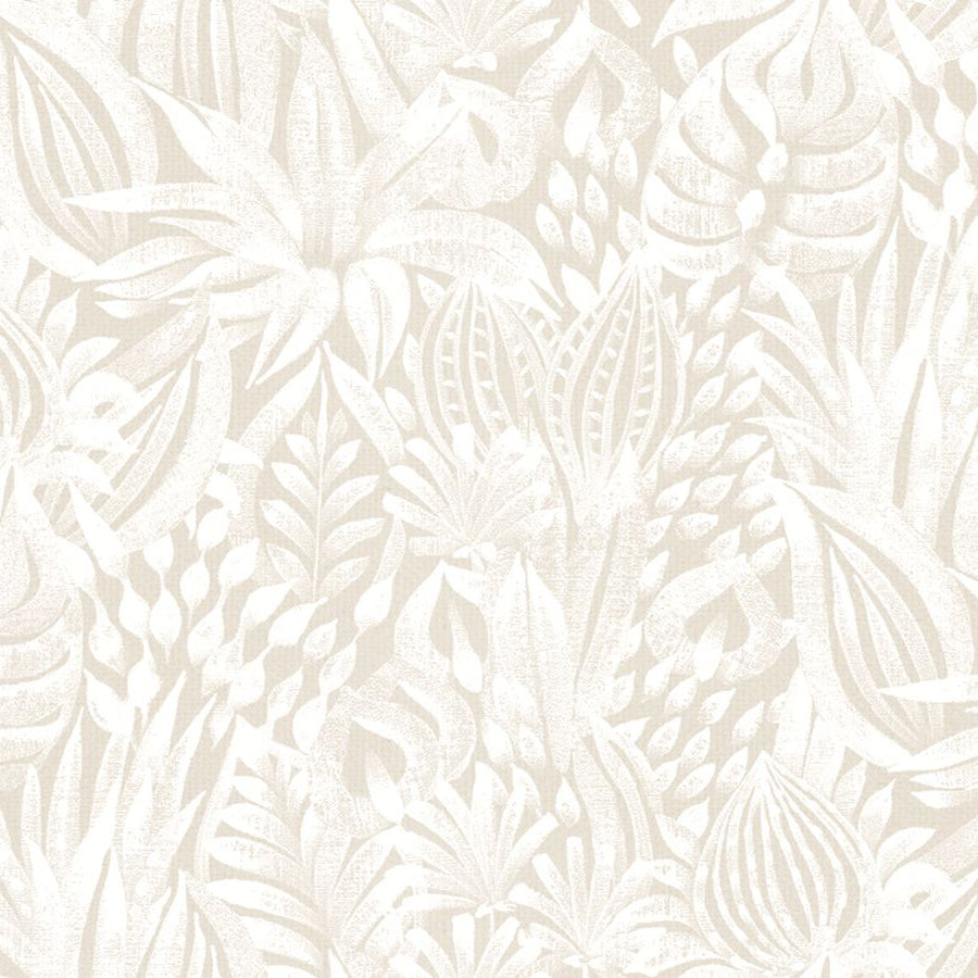 Textile wallpaper with a plant pattern FOLIAGE - BLANC cream