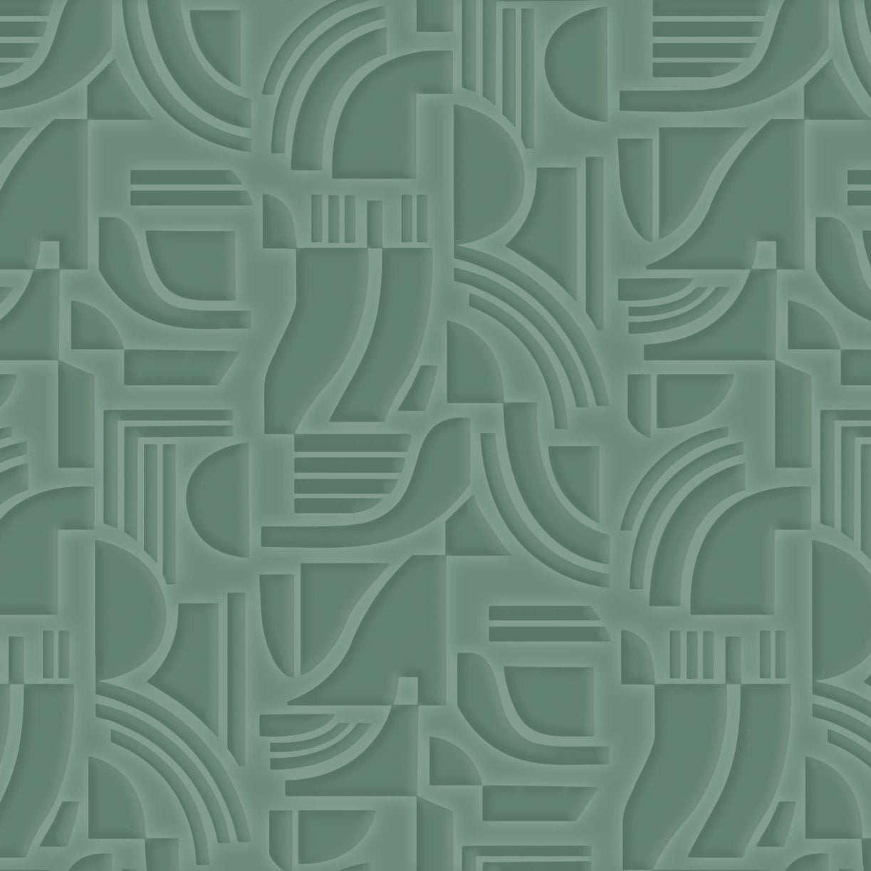 Textile wallpaper with geometric pattern ARCANE - CÉLADON mint green
