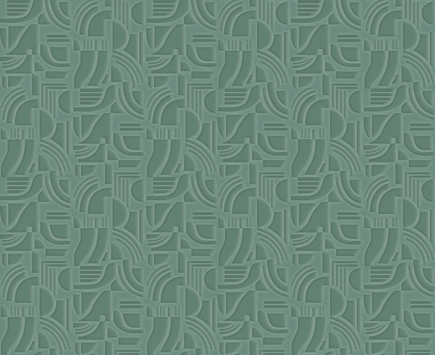 Textile wallpaper with geometric pattern ARCANE - CÉLADON mint green