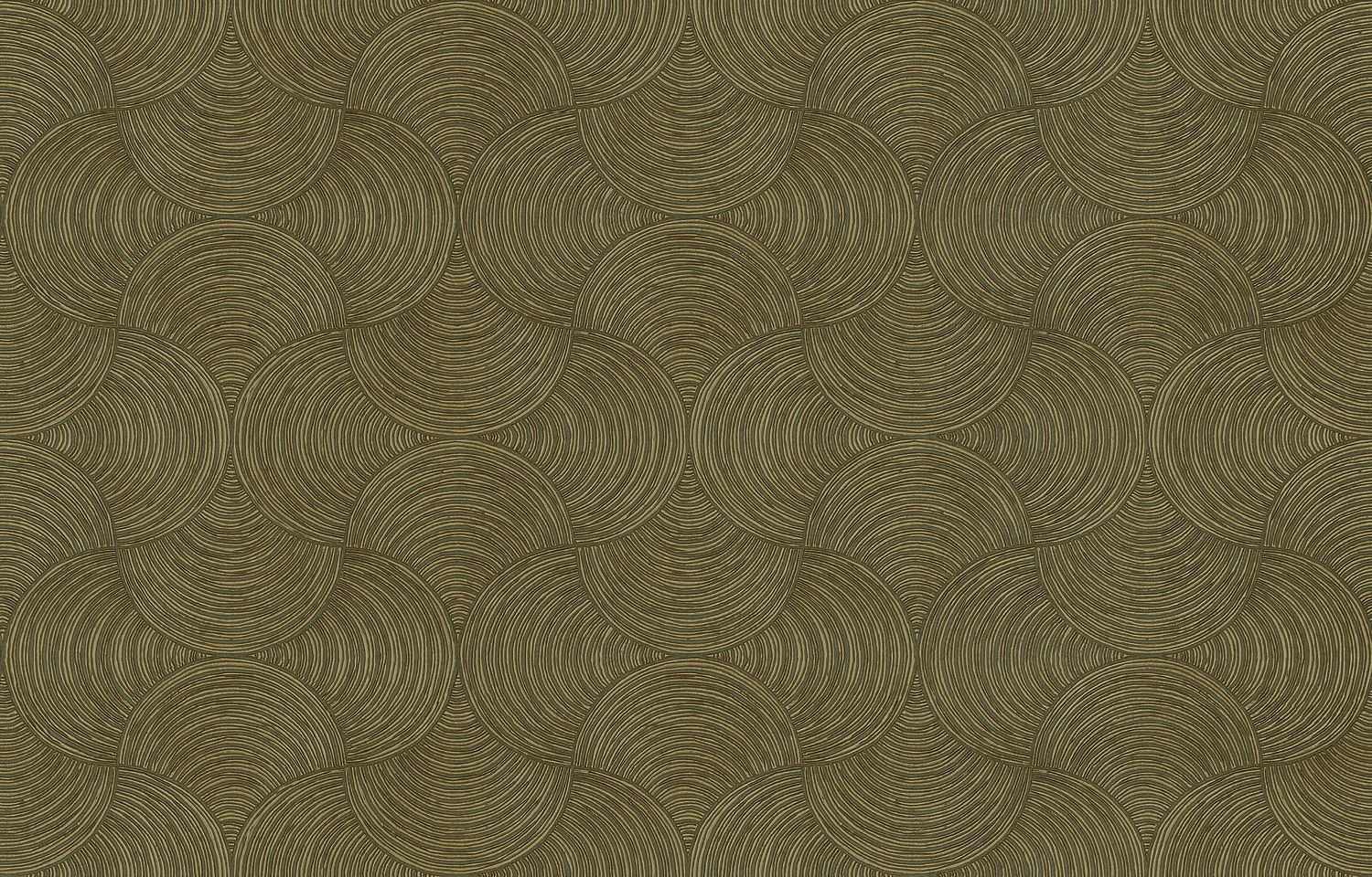 Metallic Structural Wallpaper with Geometric Pattern METEORE - KAKI/BRONZE Dark Green with Bronze