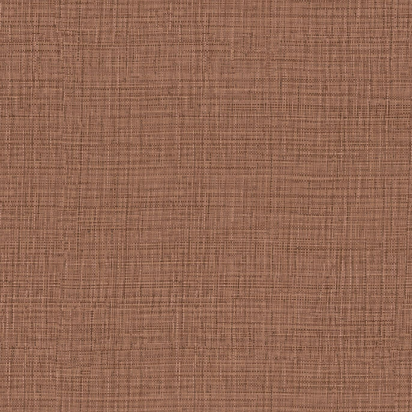 Vinyl wallpaper on non-woven fabric, textured, resembling woven raffia SIERRA - ACAJOU warm brown