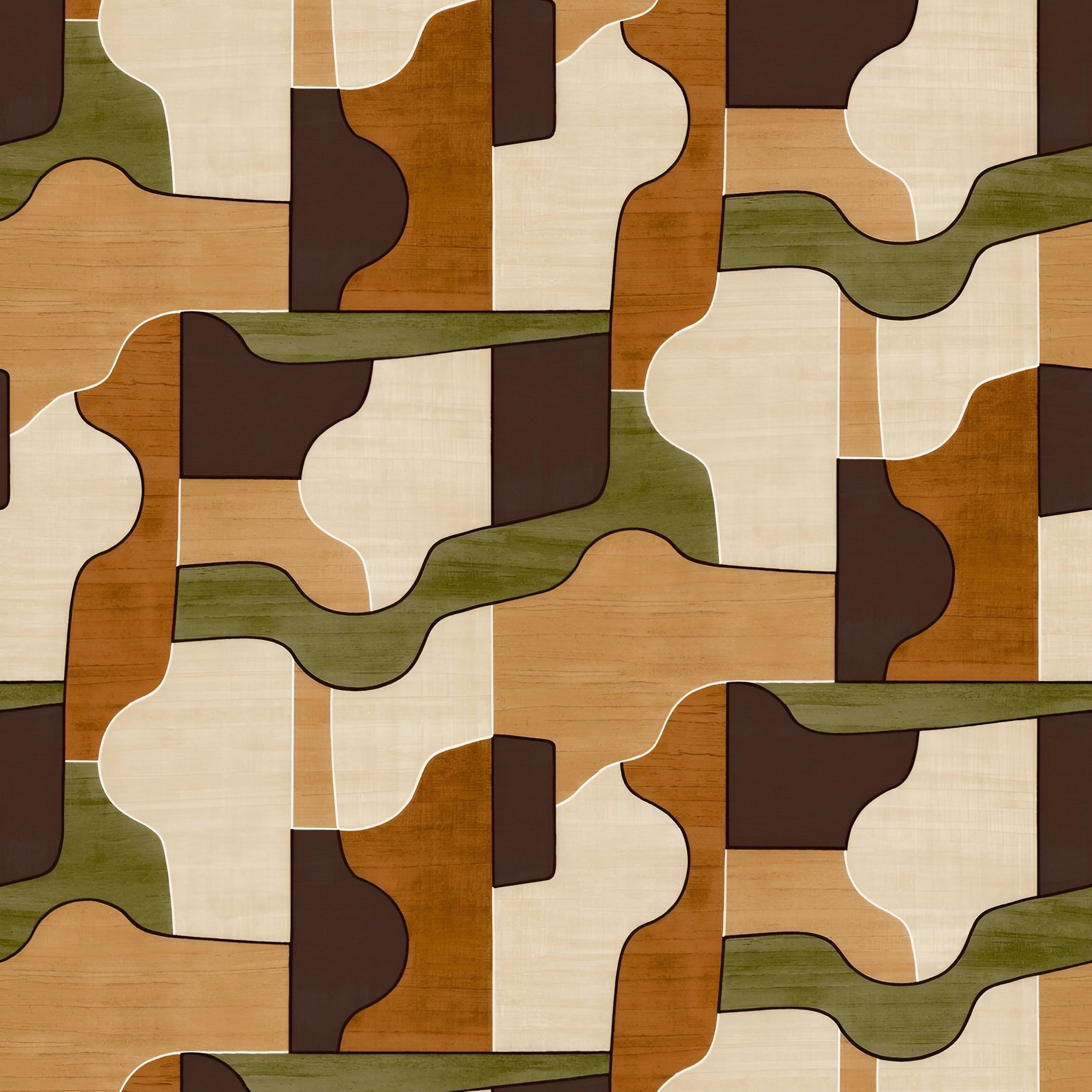 Tapeta z geometrycznym wzorem MODERNISMO - AMBRE/KAKI zielony z bursztynowym