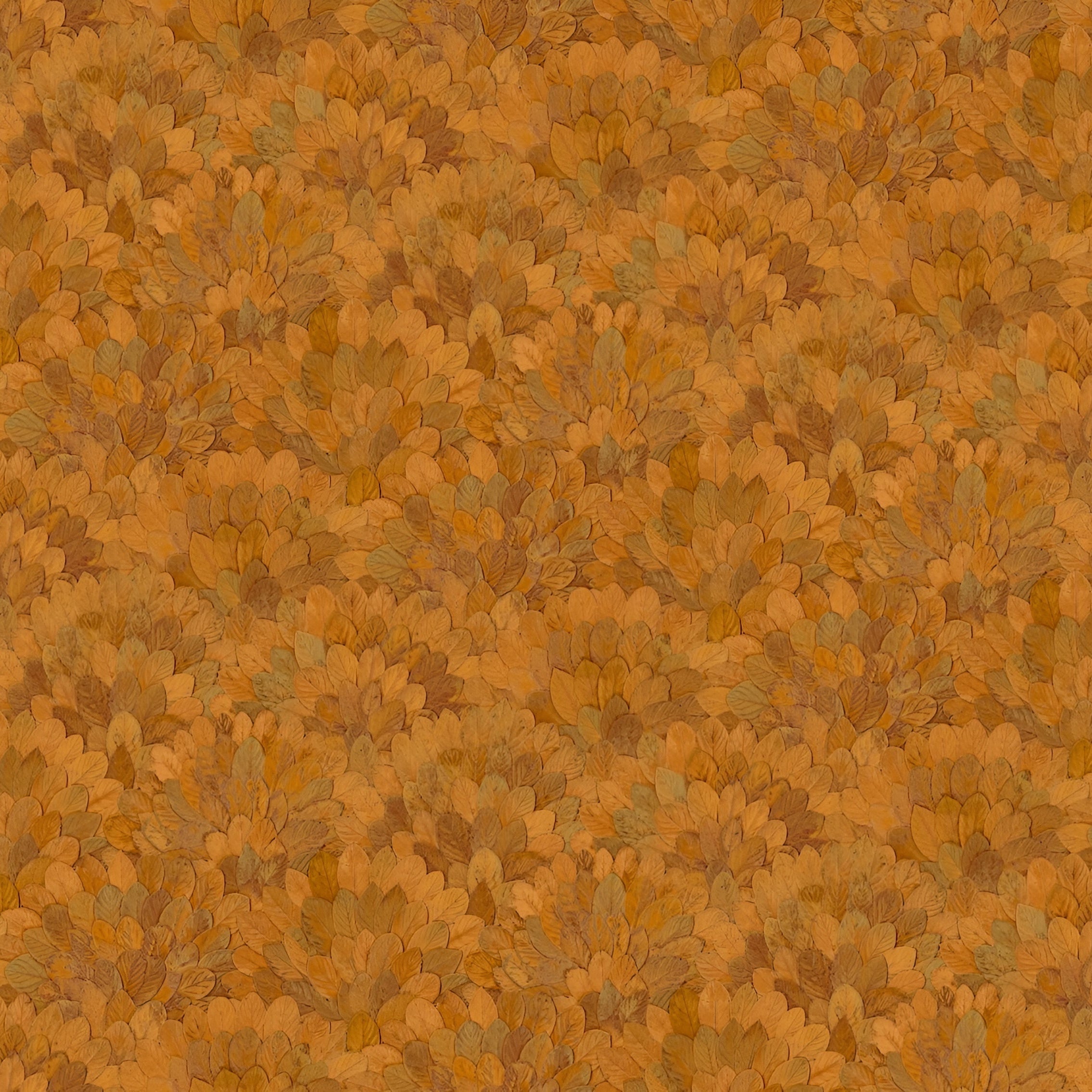 Strukturierte Vinyltapete mit Pflanzenmotiv FEIJOA - SAFRAN goldorange