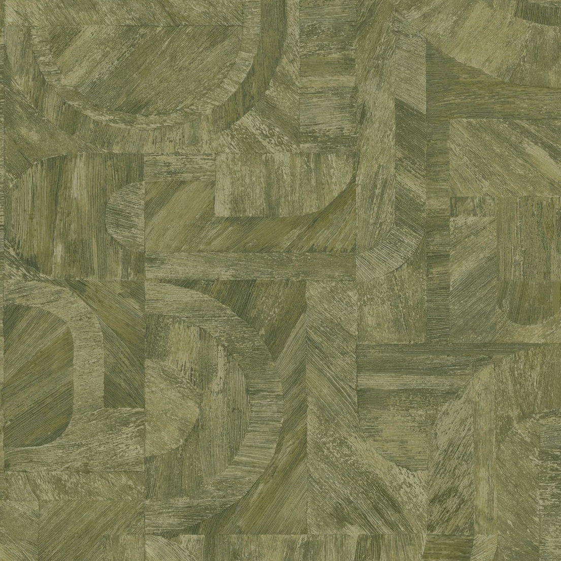 Tapete mit einem von der Intarsientechnik inspirierten Muster INTARSIA - KAKI grün