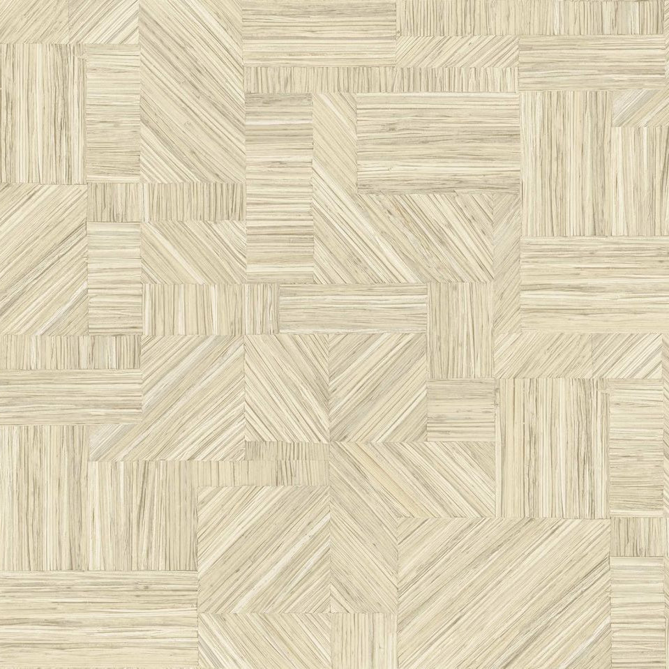 Wallpaper imitating straw patchwork IMBRICATION - IVORY beige