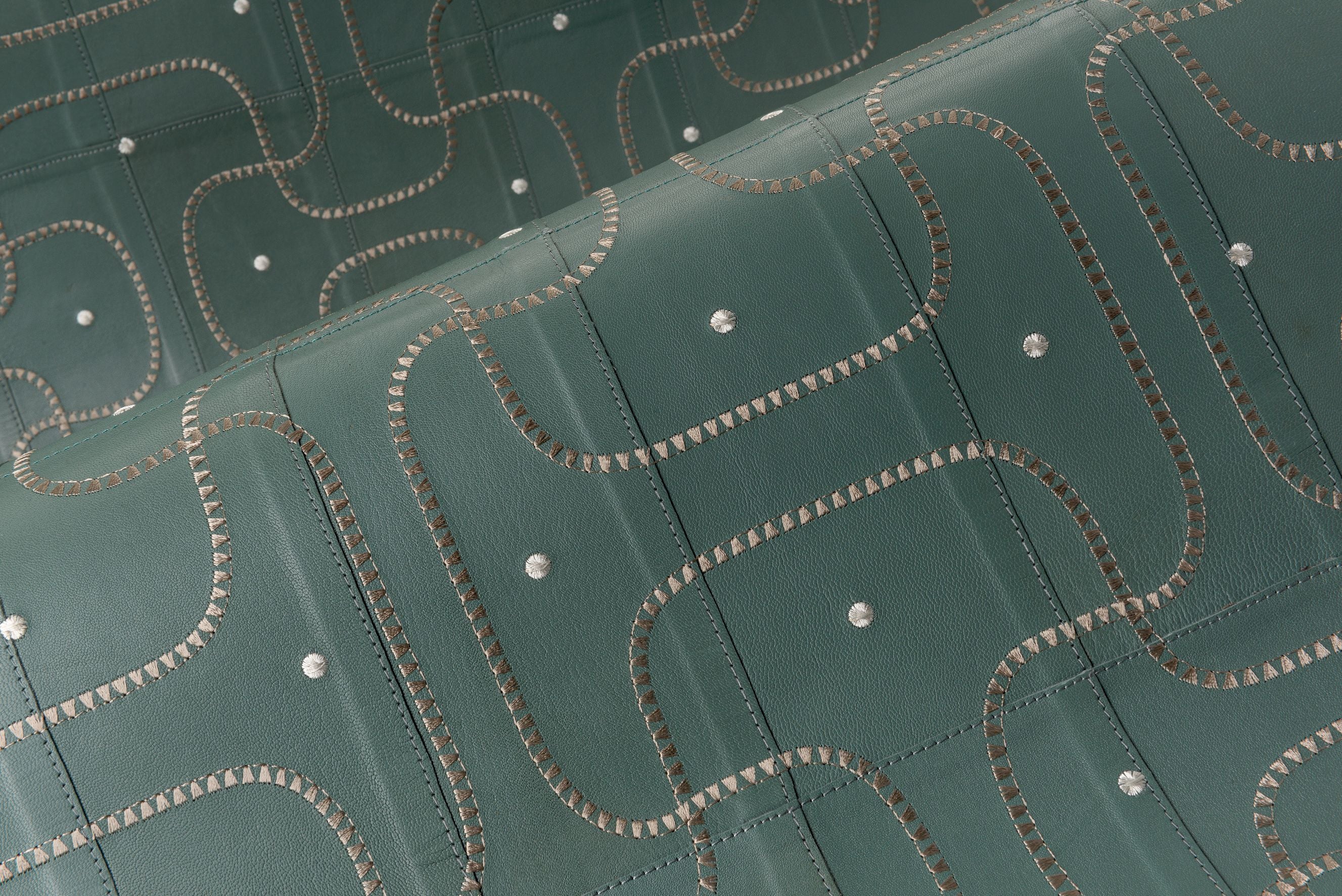Natural leather wallpaper with geometric pattern JASERAN amber
