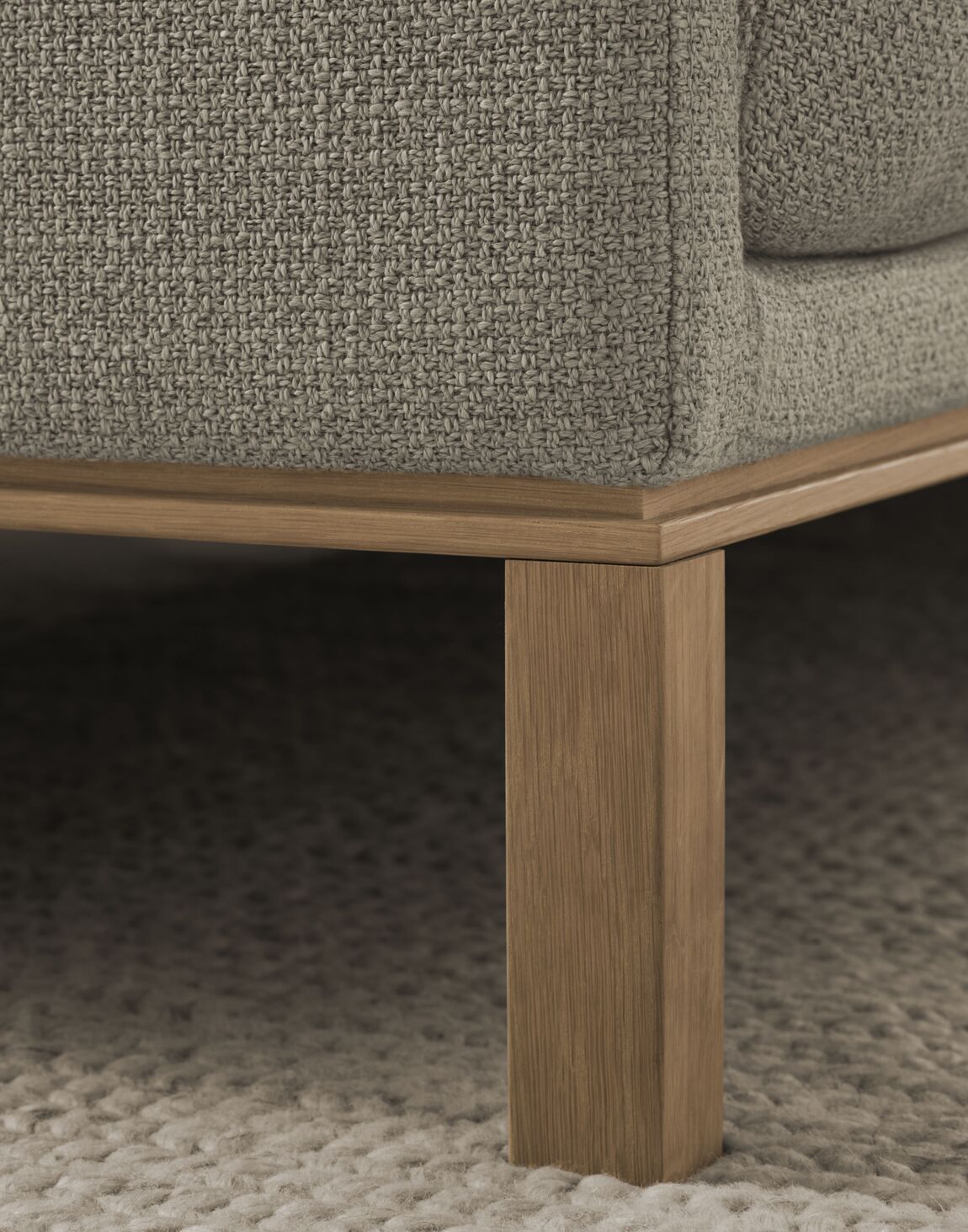 Sofa modułowa COSY - szezlong prawostronny z ciemną podstawą