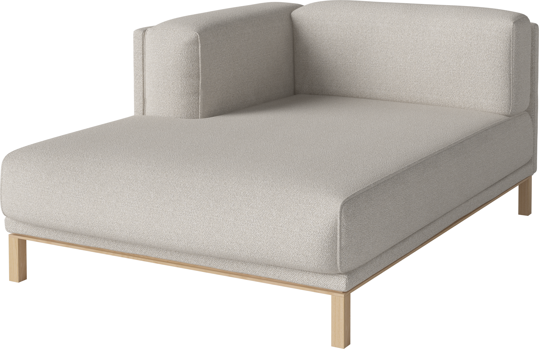 Sofa modułowa COSY - szezlong lewostronny z bieloną podstawą
