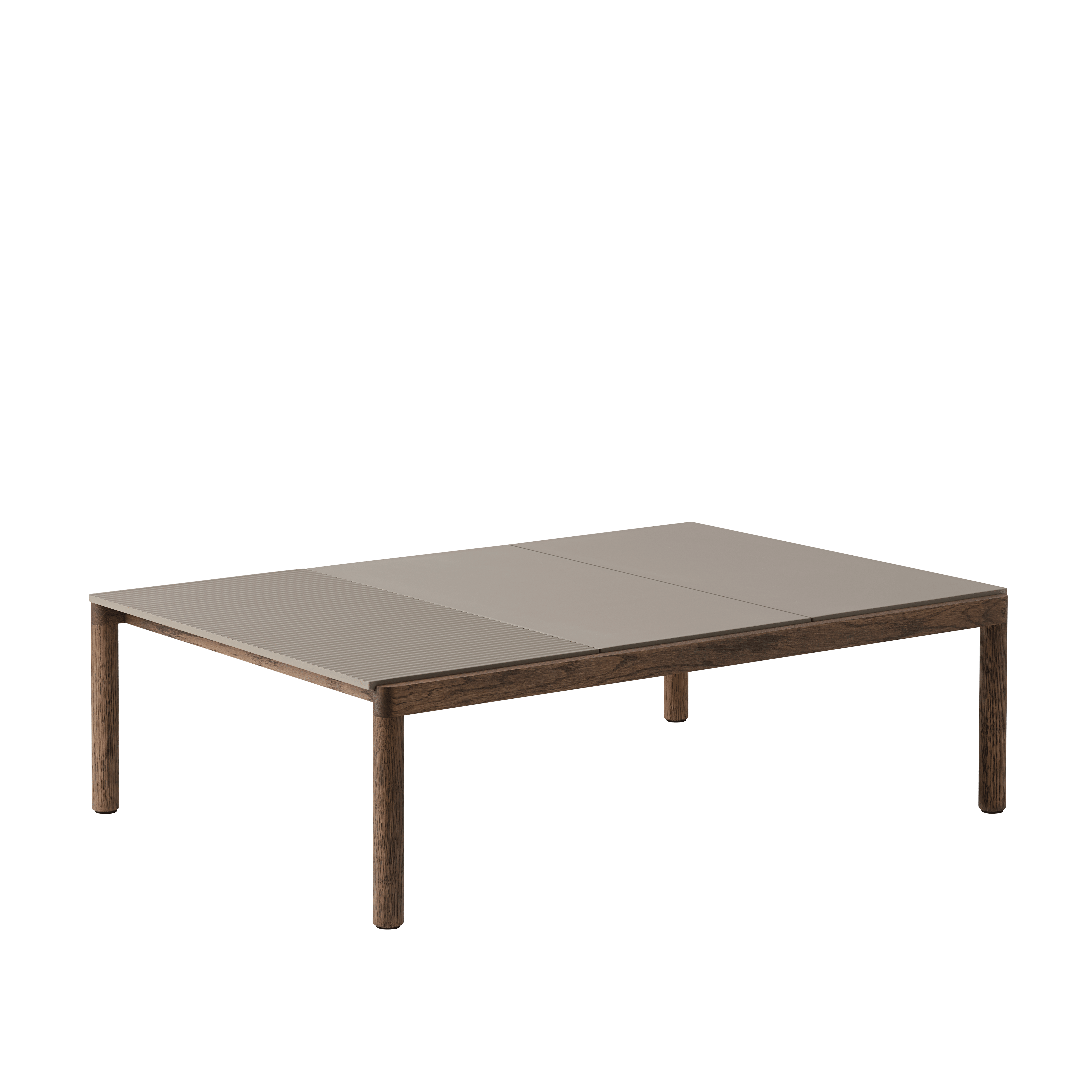 COUPLE taupe coffee table with a dark oak base