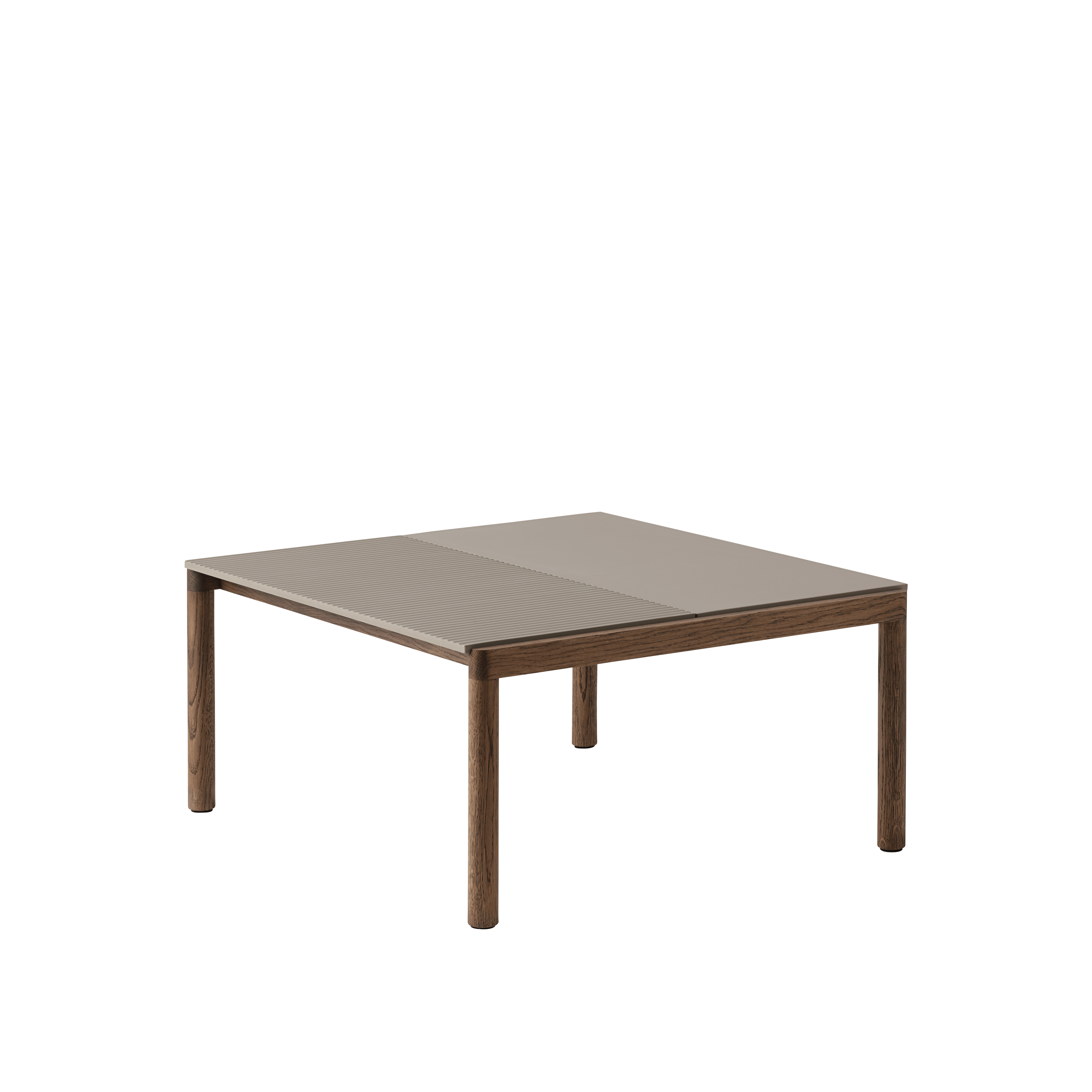COUPLE taupe coffee table with a dark oak base