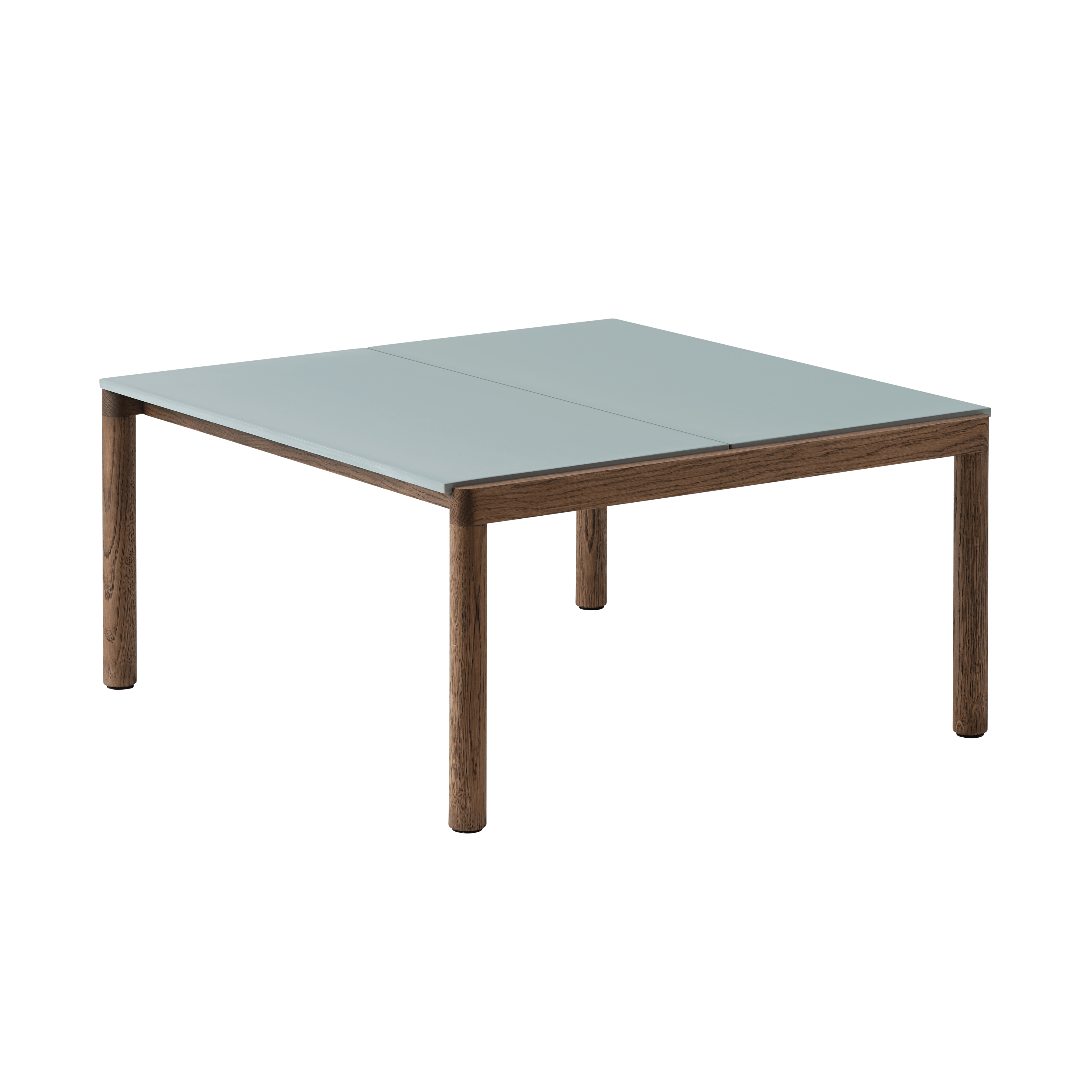 COUPLE Coffee Table in Blue with Dark Oak Base