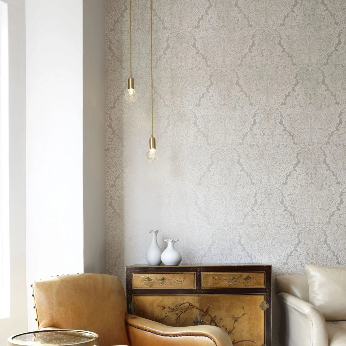 Lampa wisząca CRYSTAL BULB matowe szkło kryształowe z mosiężnym wykończeniem