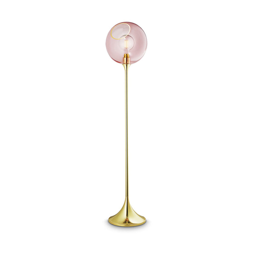 Lampa podłogowa BALLROOM różowy ze złotą podstawą