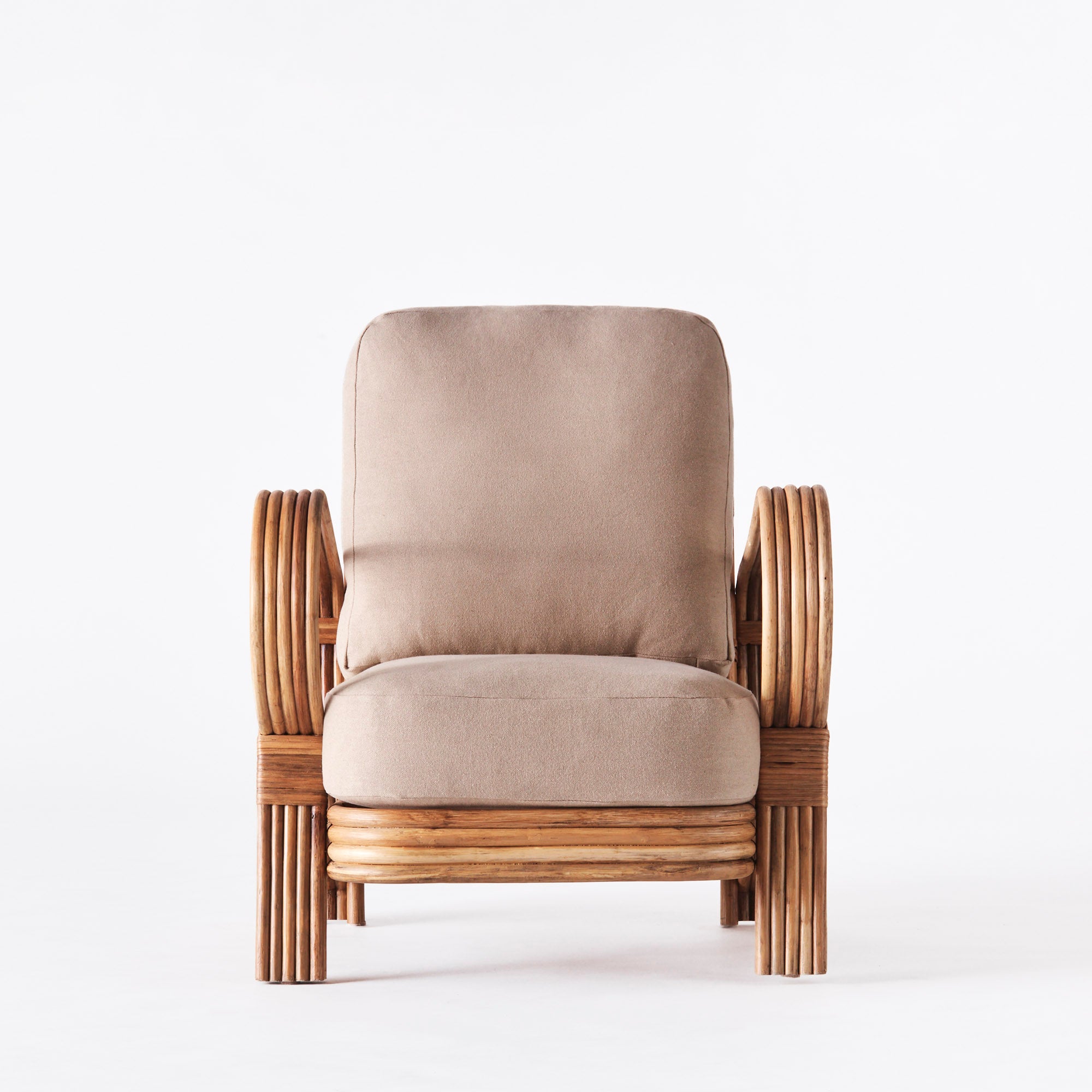 Sessel BAMBOO beige mit gebeiztem Bambus
