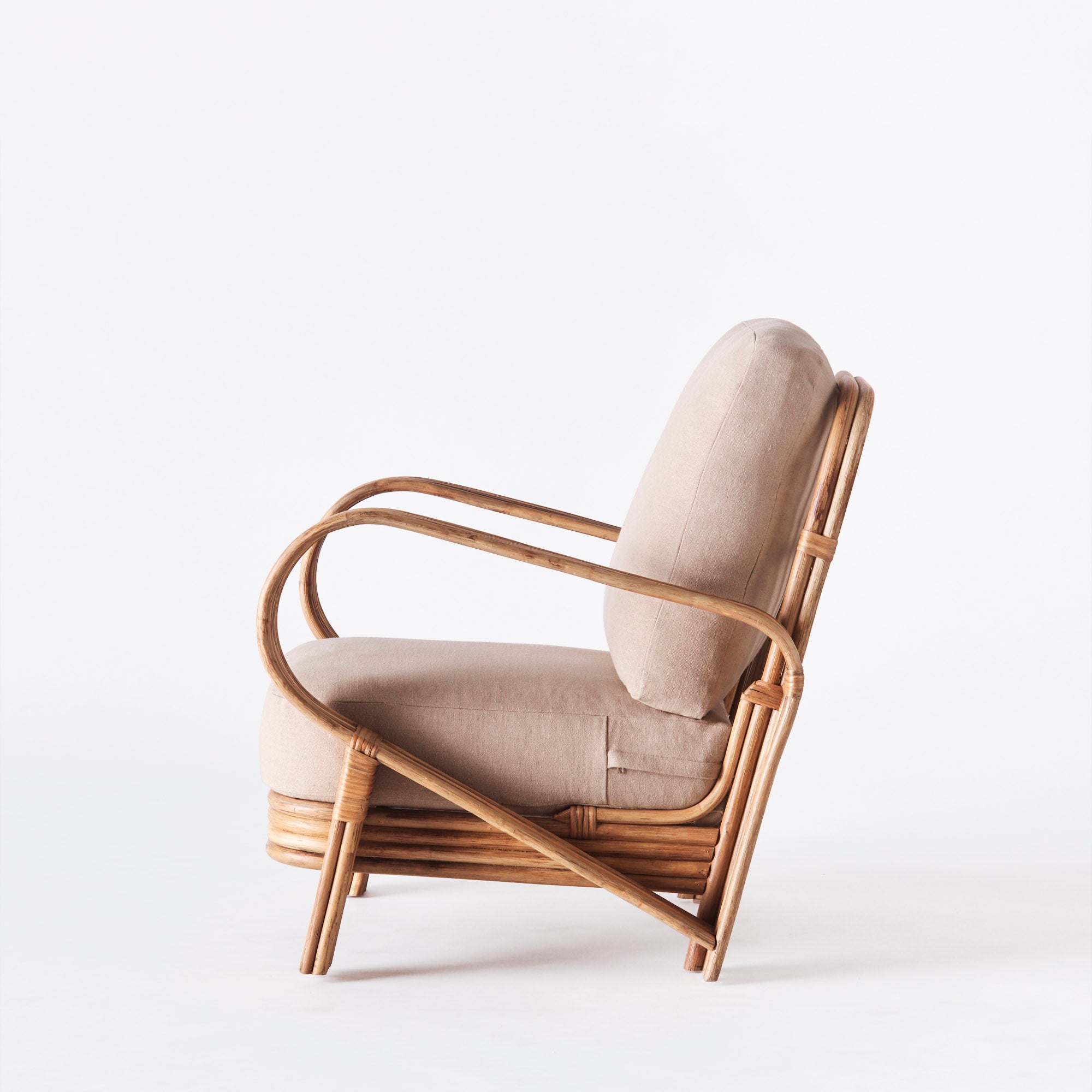 Sessel BAMBOO beige mit gebeiztem Bambus
