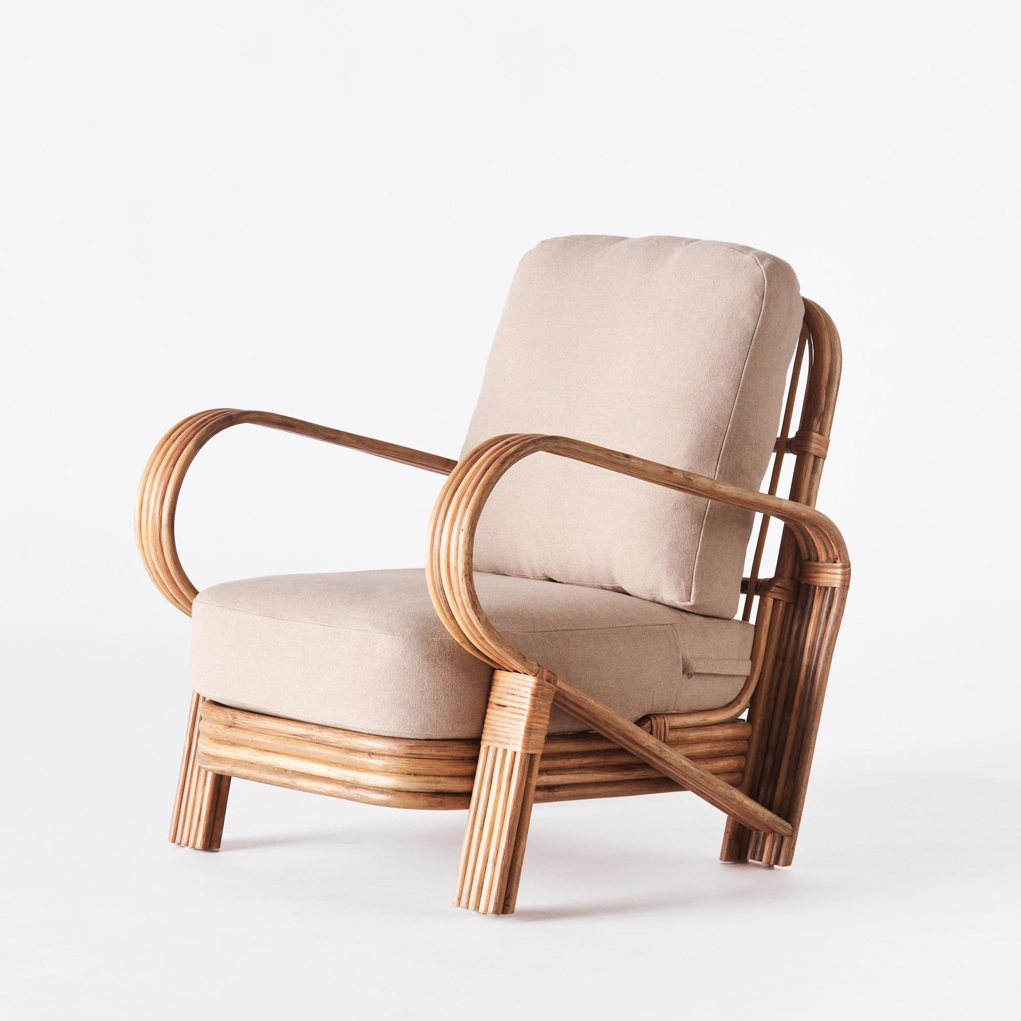 Sessel BAMBOO beige mit gebeiztem Bambus